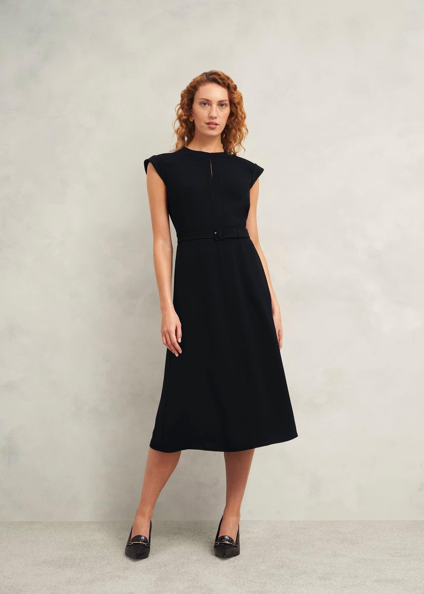 Meera Belted Dress, Black, hi-res