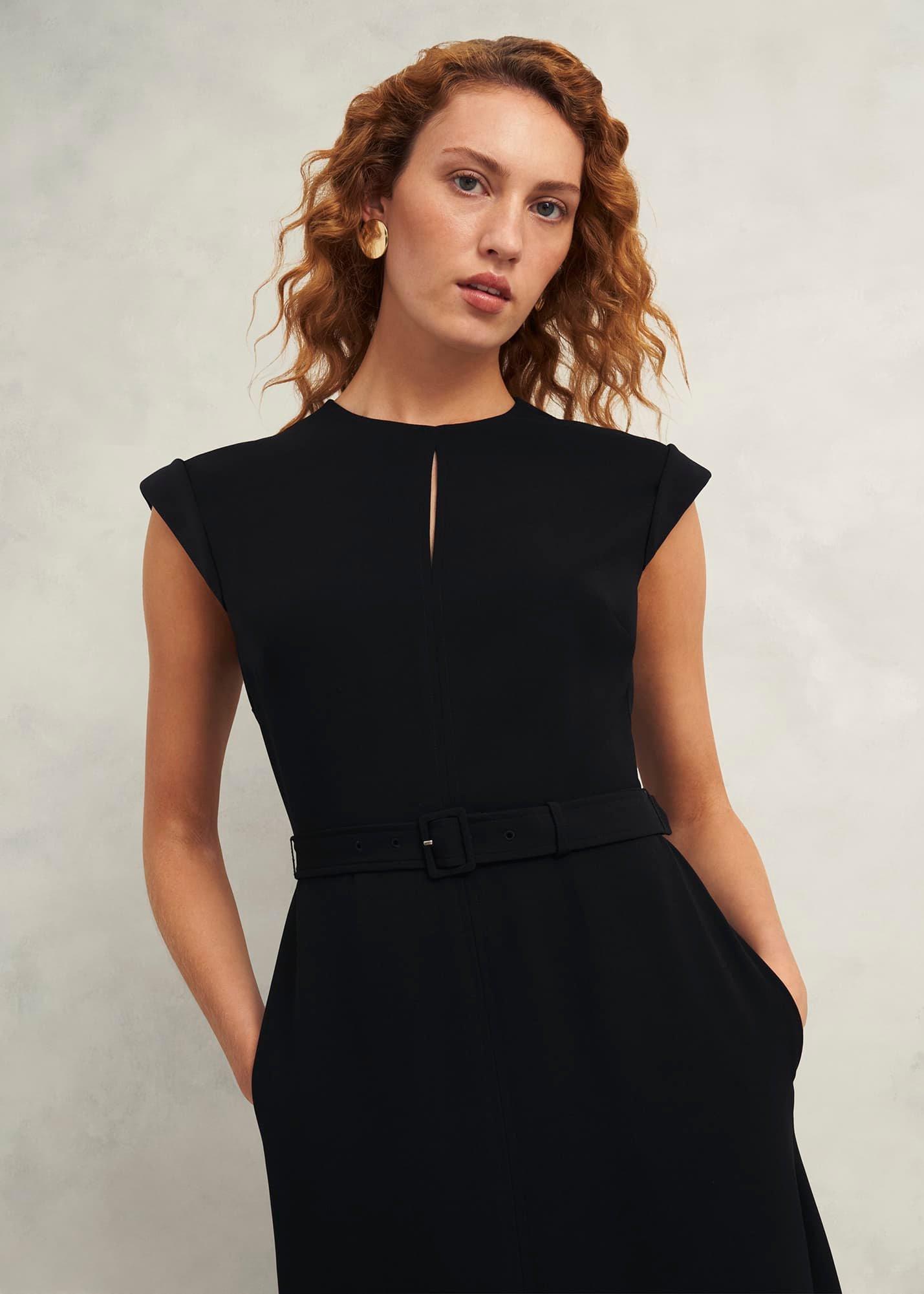 Meera Belted Dress, Black, hi-res