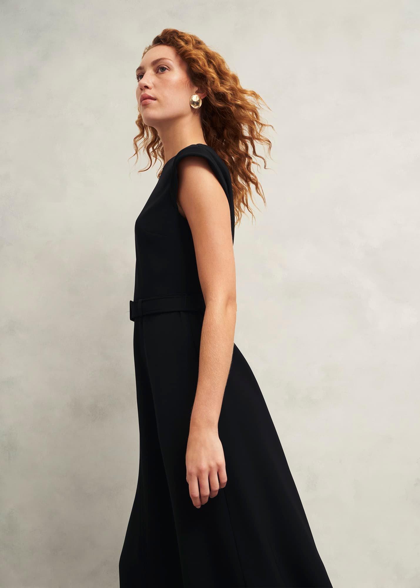 Meera Belted Dress, Black, hi-res