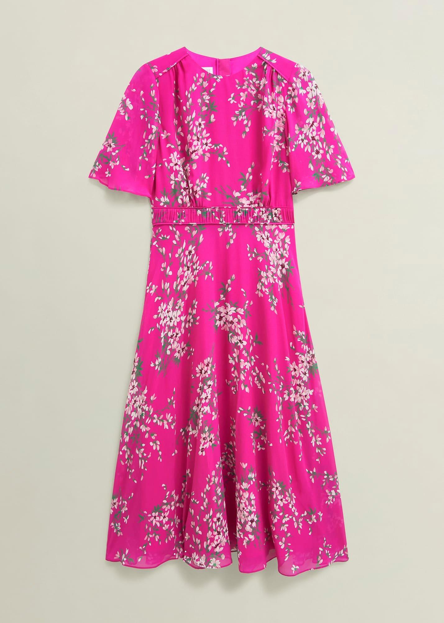 Bronwyn Silk Dress, Pink Multi, hi-res