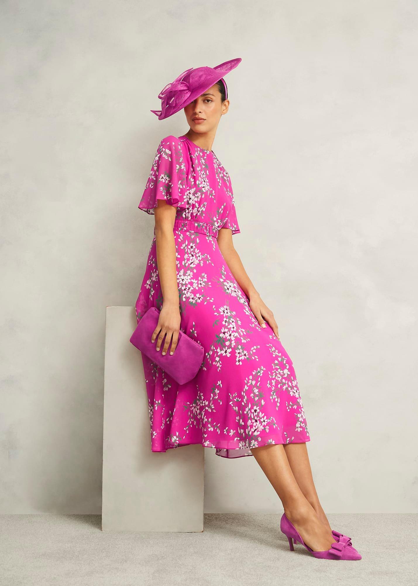 Bronwyn Silk Dress, Pink Multi, hi-res