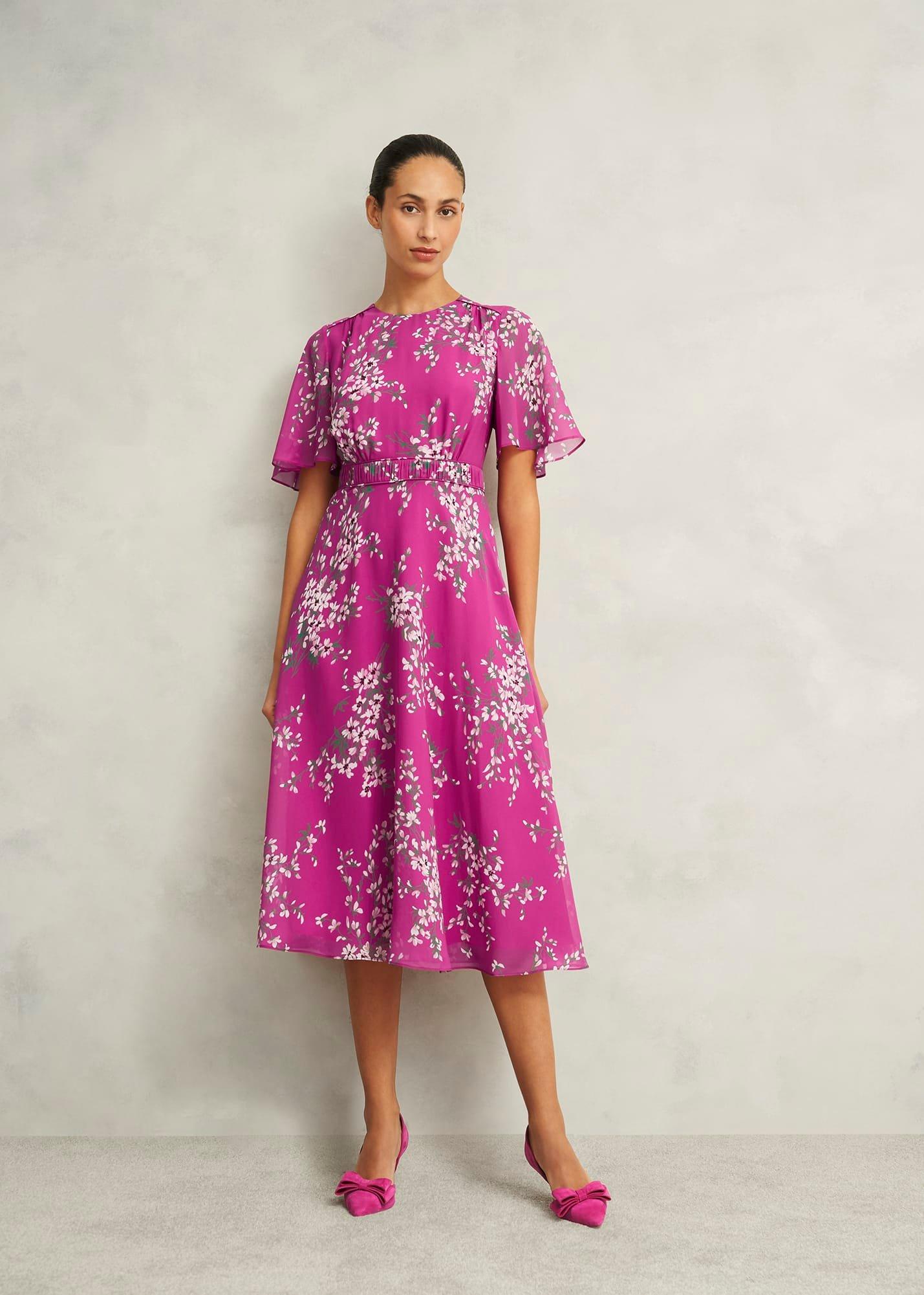 Petite Bronwyn Silk Dress, Pink Multi, hi-res