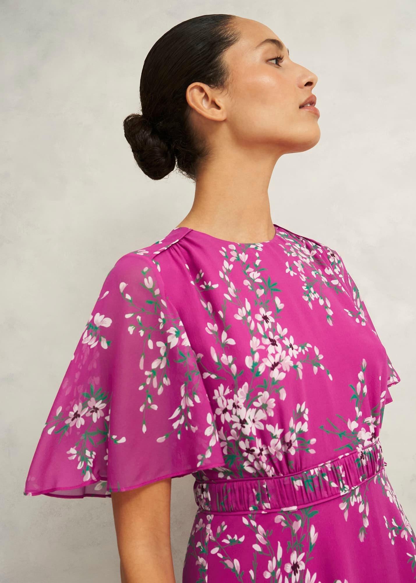 Petite Bronwyn Silk Dress, Pink Multi, hi-res