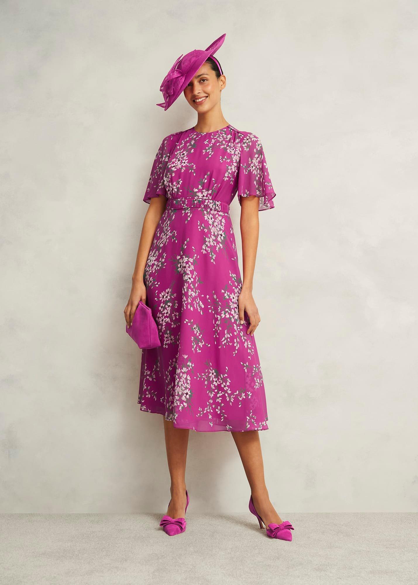 Petite Bronwyn Silk Dress, Pink Multi, hi-res