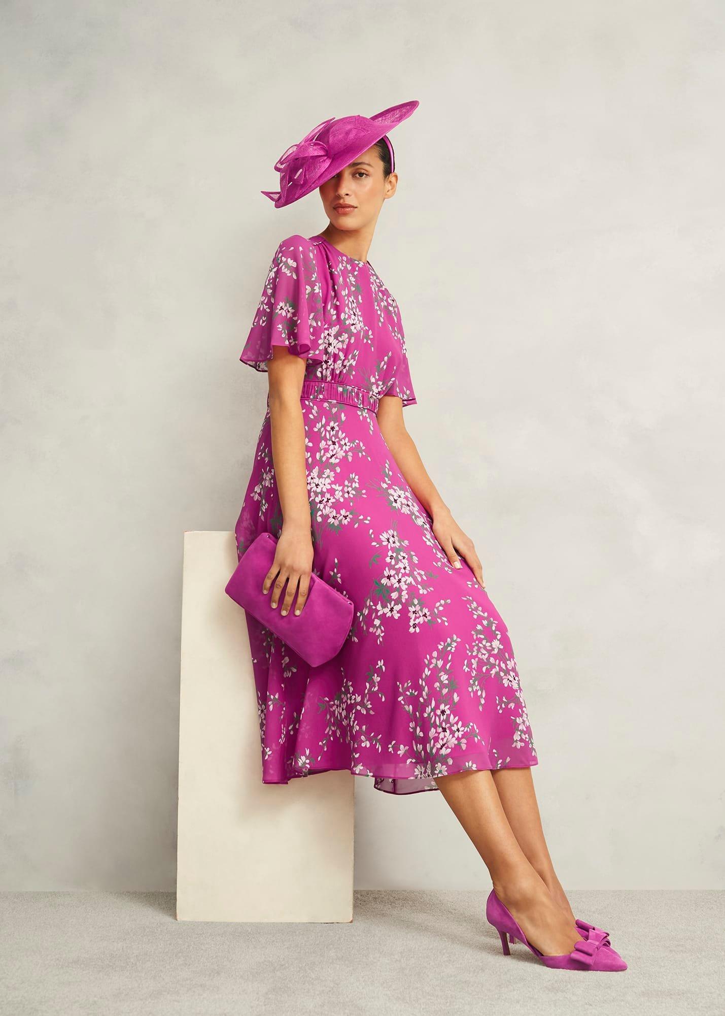 Petite Bronwyn Silk Dress, Pink Multi, hi-res