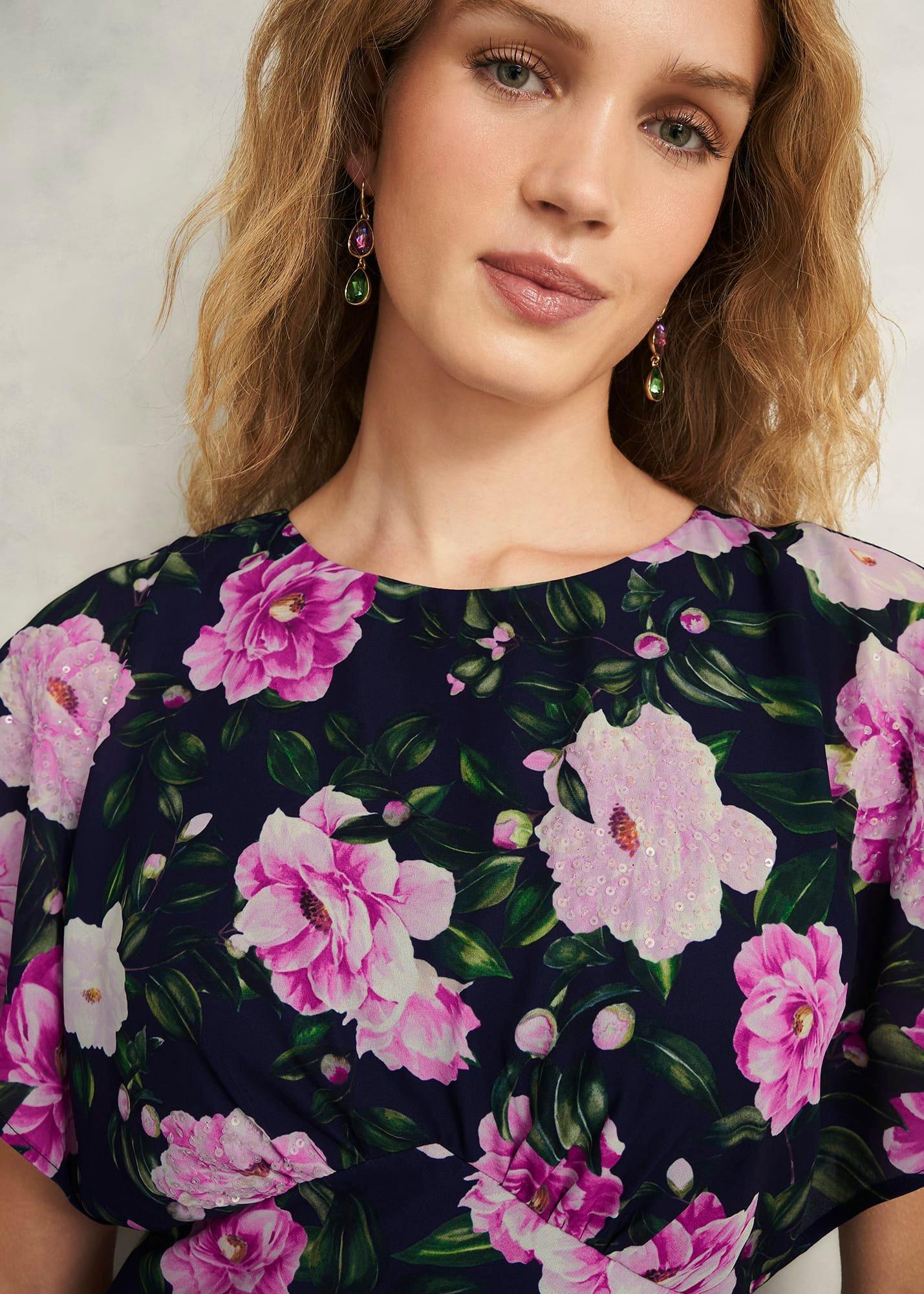 Petite Lalena  Sequin Floral Dress, Midnight Multi, hi-res