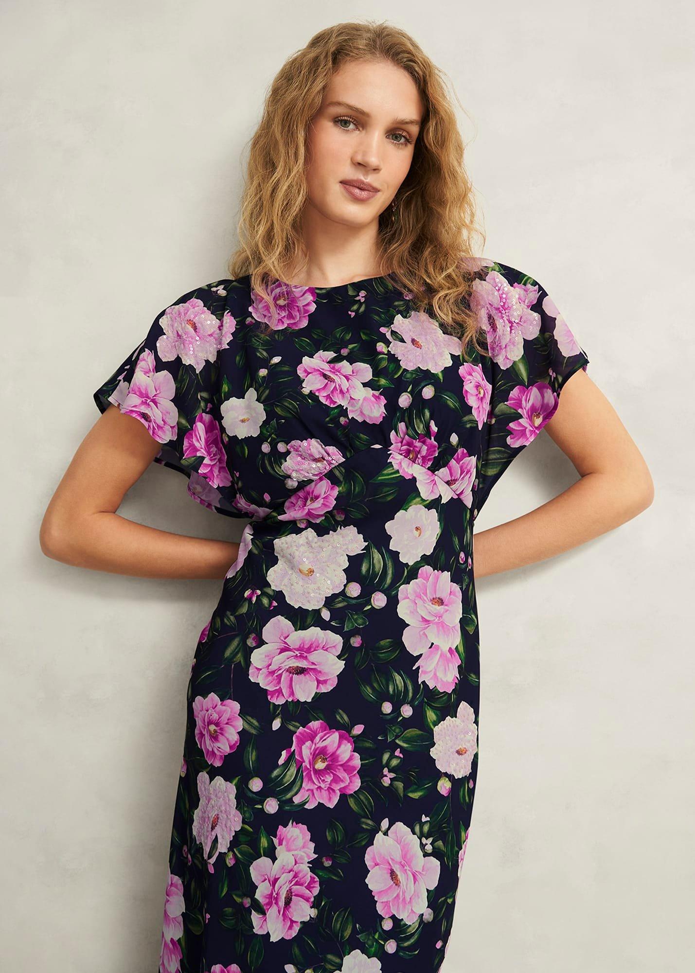 Petite Lalena  Sequin Floral Dress, Midnight Multi, hi-res