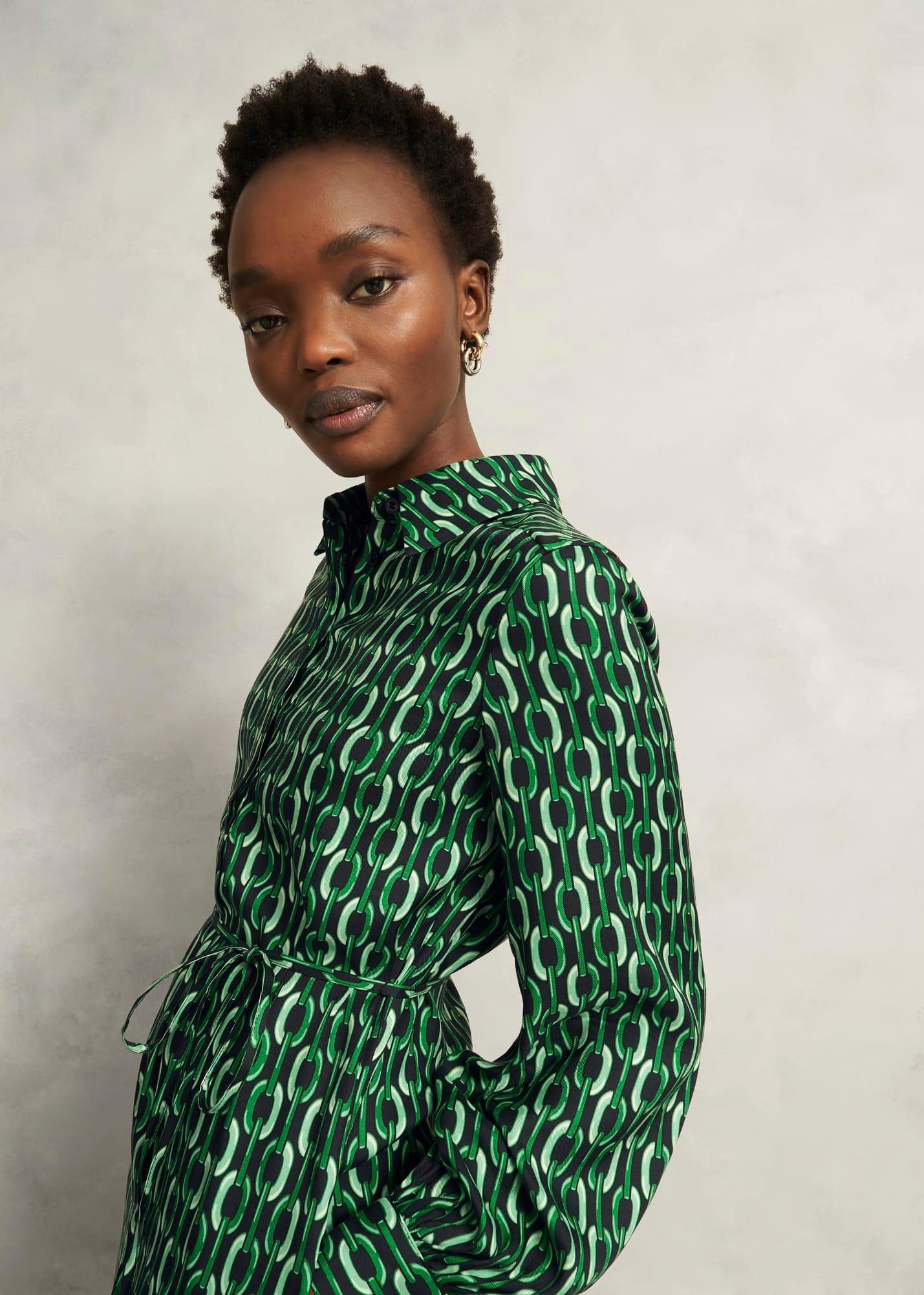 Florian Dress, Navy Green, hi-res