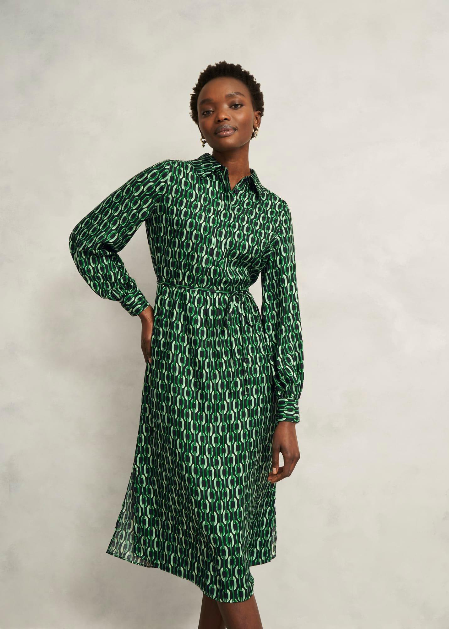 Florian Dress, Navy Green, hi-res