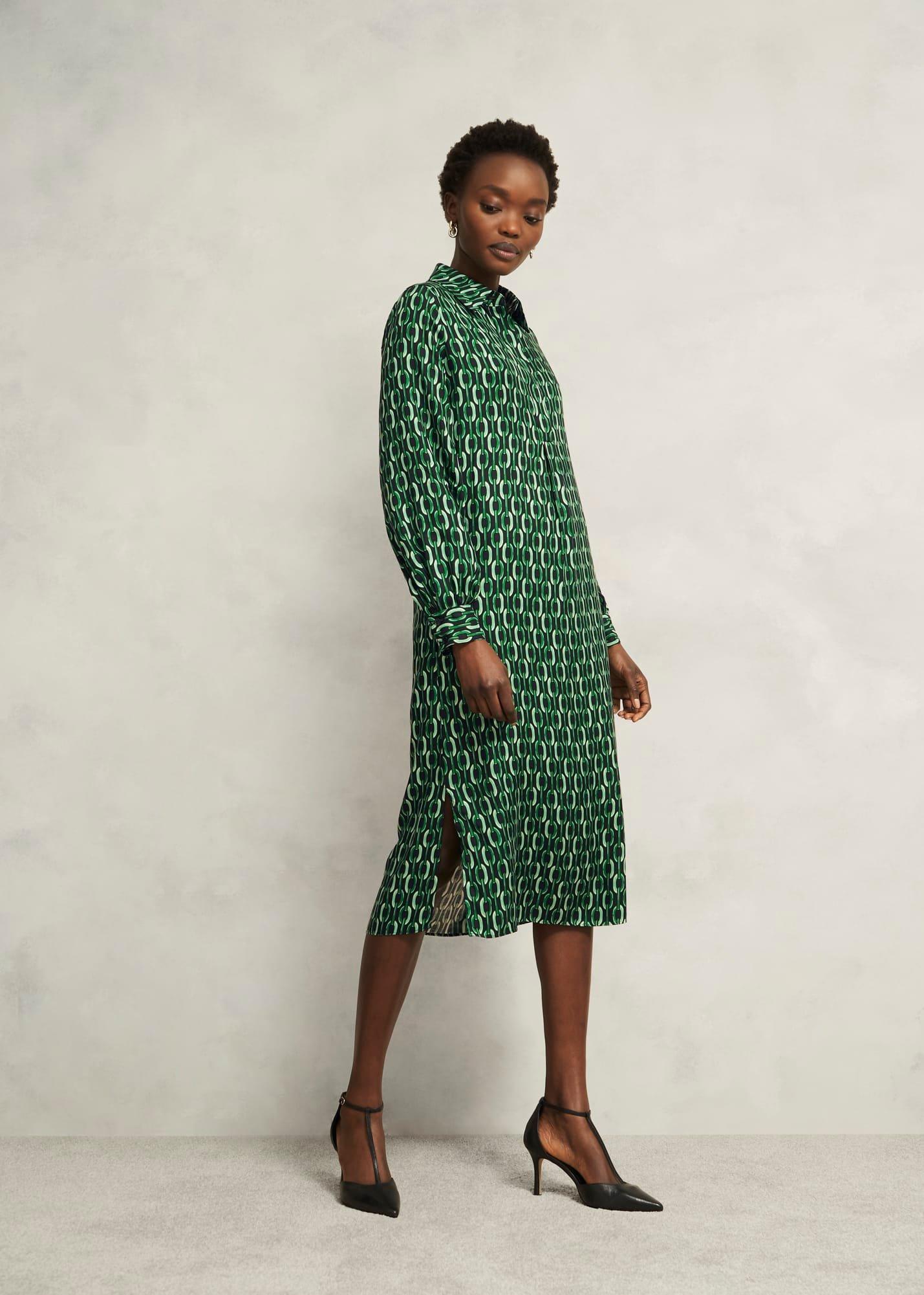Florian Dress, Navy Green, hi-res