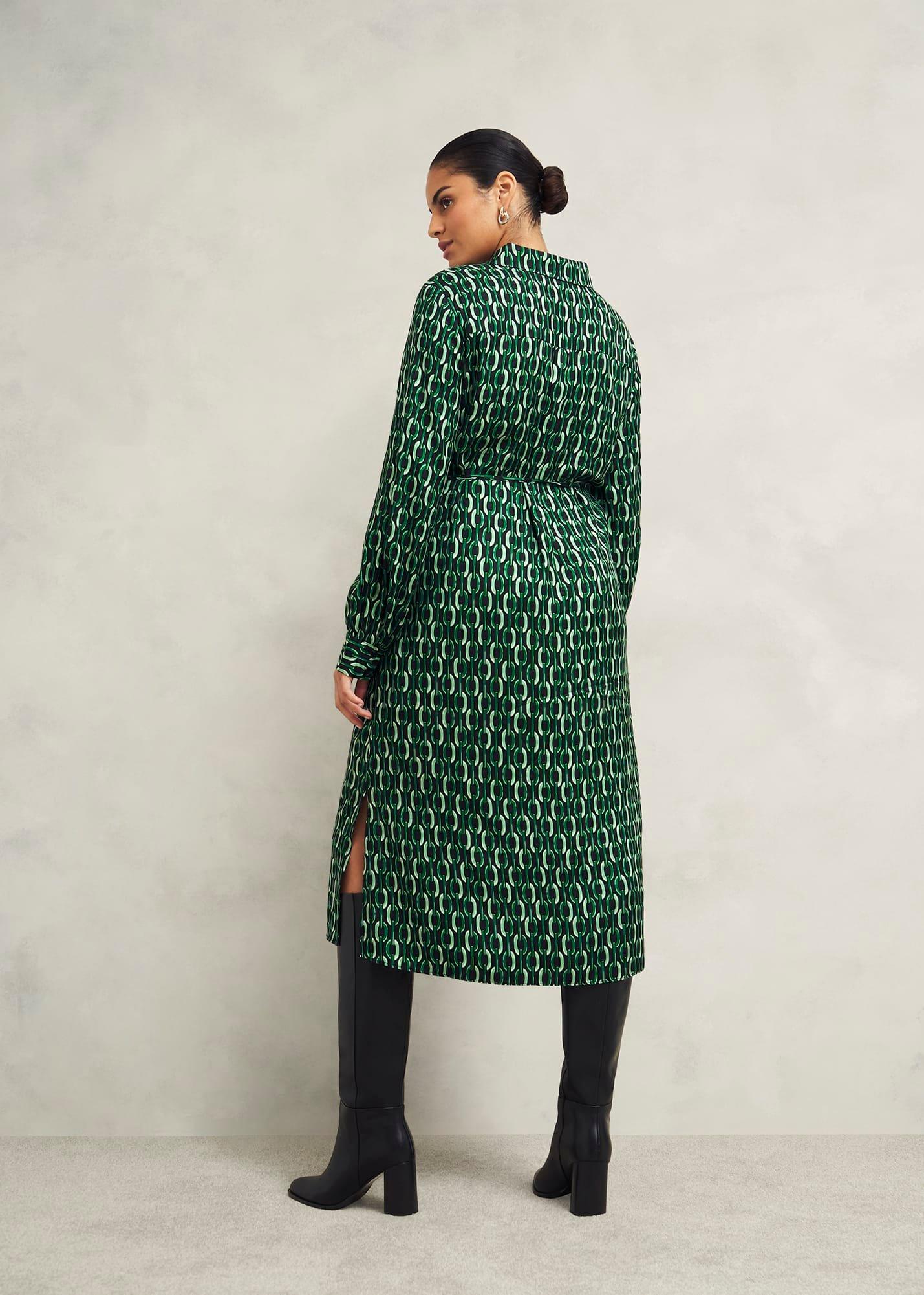Petite Florian Dress, Navy Green, hi-res