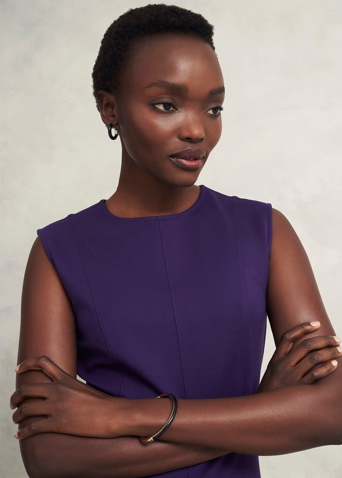 Davina Ponte Dress, Grape Purple, hi-res