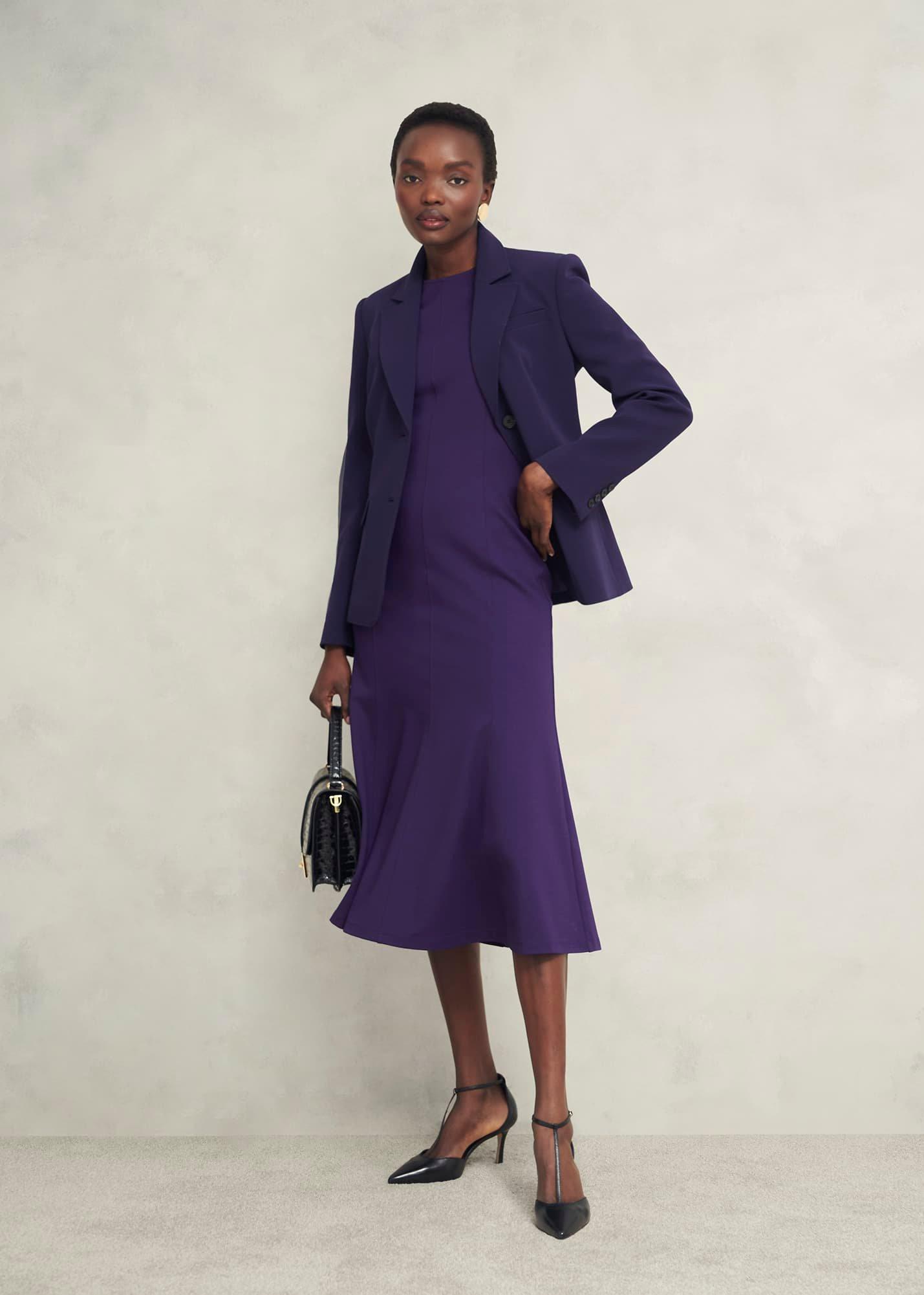Davina Ponte Dress, Grape Purple, hi-res