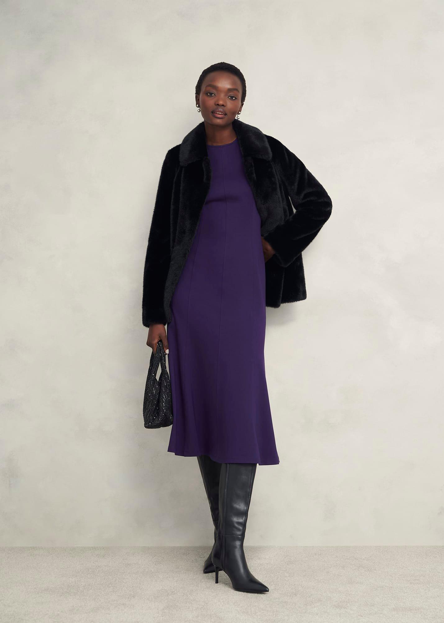 Davina Ponte Dress, Grape Purple, hi-res