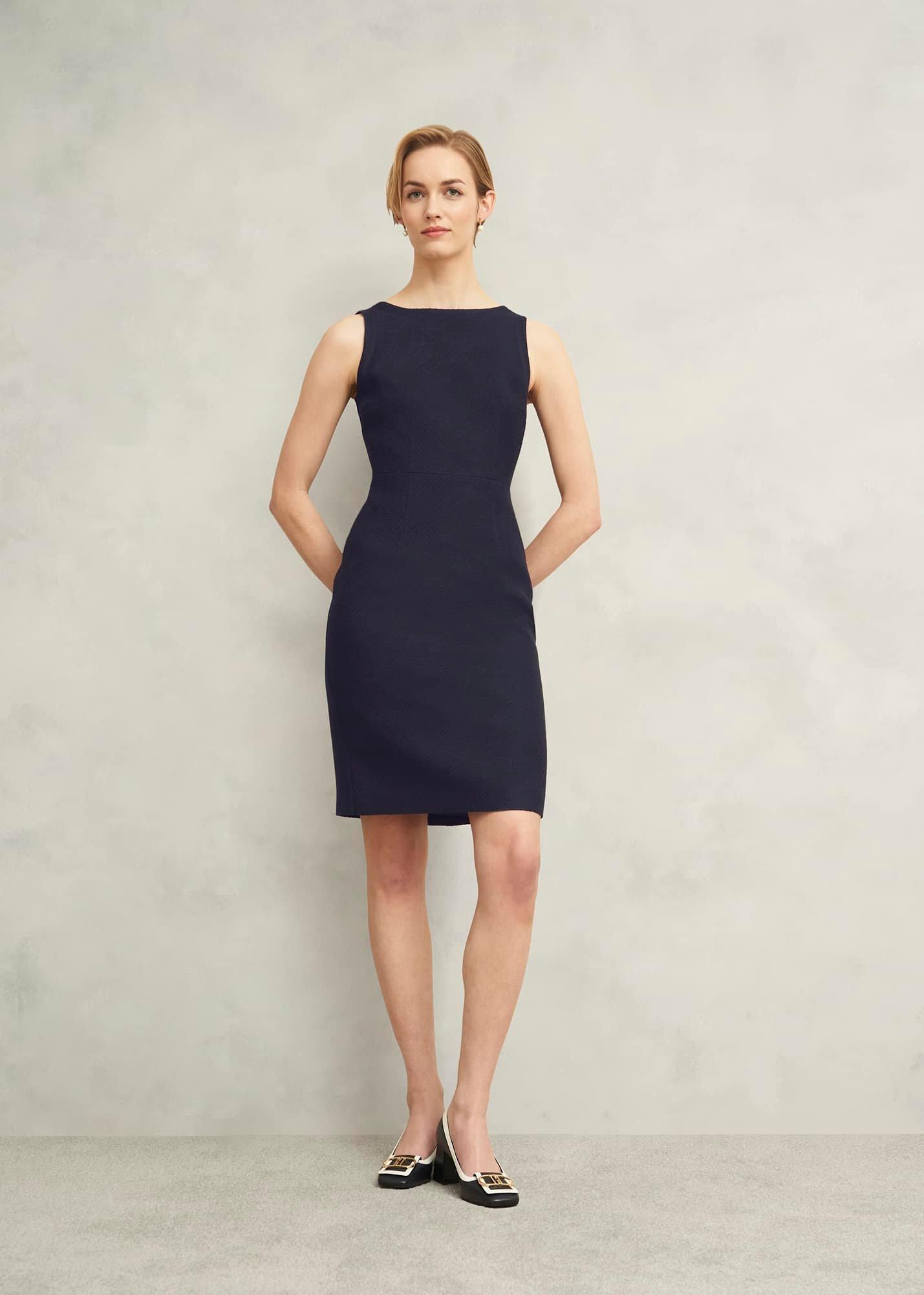 Adrian Tweed Dress, Navy, hi-res