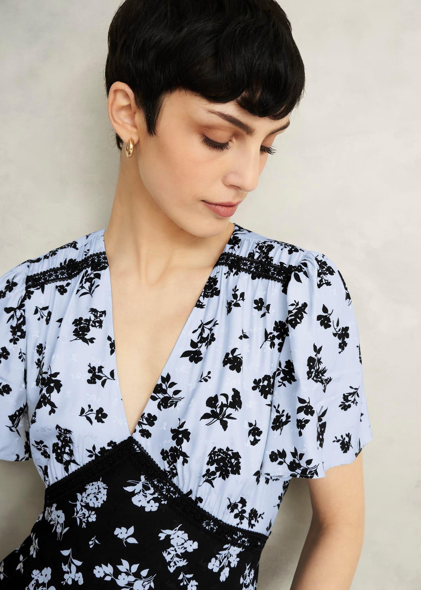 Arlington Tea Dress, Black Blue, hi-res