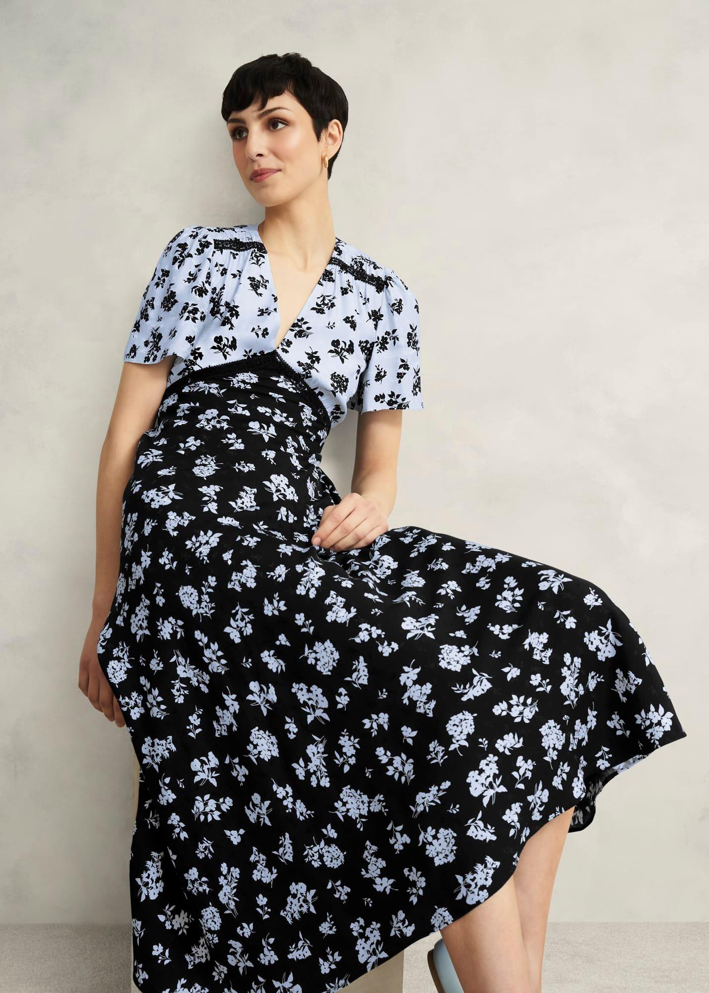 Arlington Tea Dress, Black Blue, hi-res