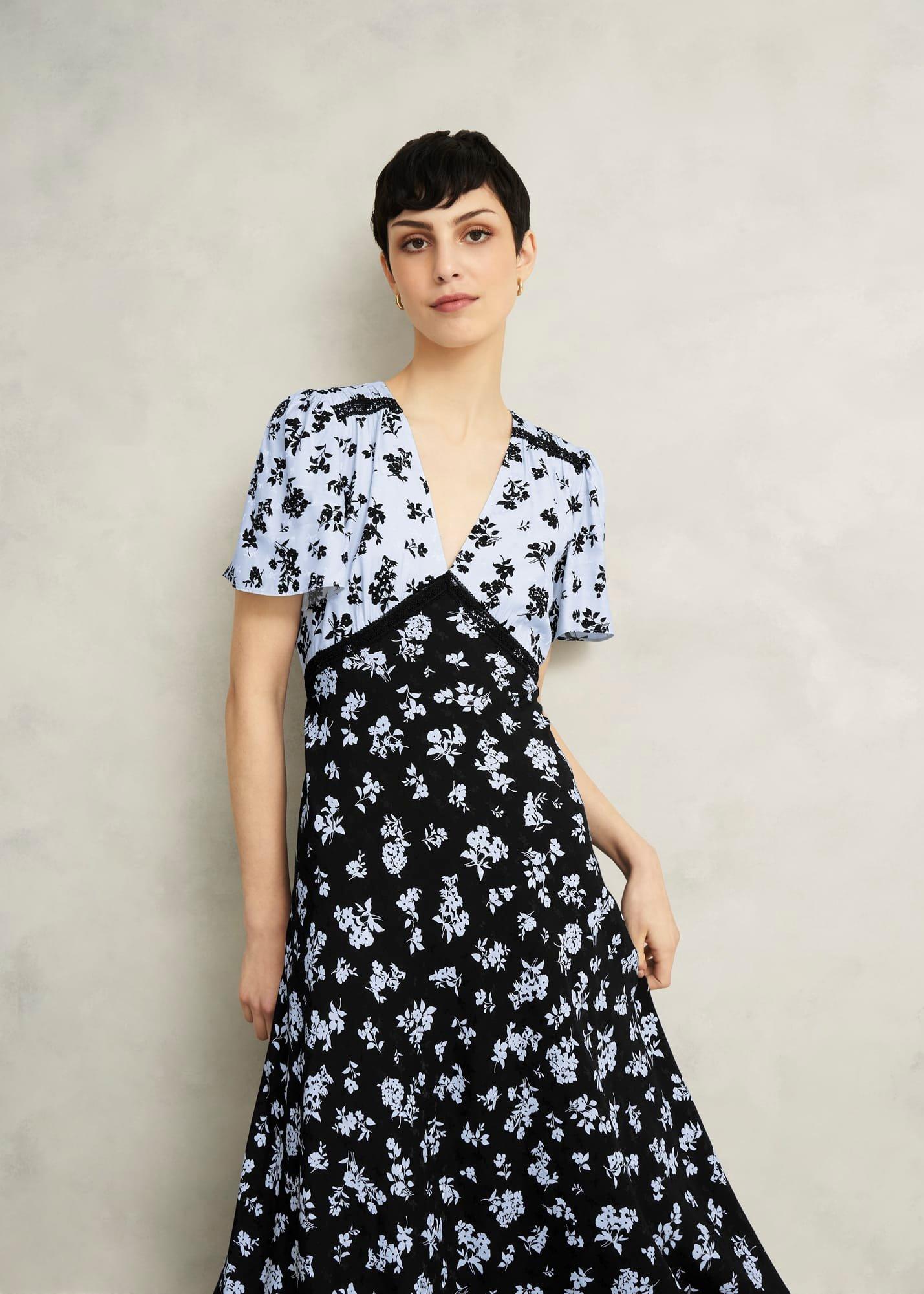 Arlington Tea Dress, Black Blue, hi-res