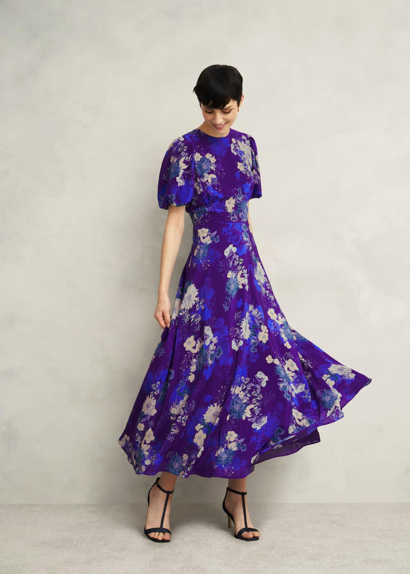 Wisley Silk Dress, Hyacinth Purple, hi-res
