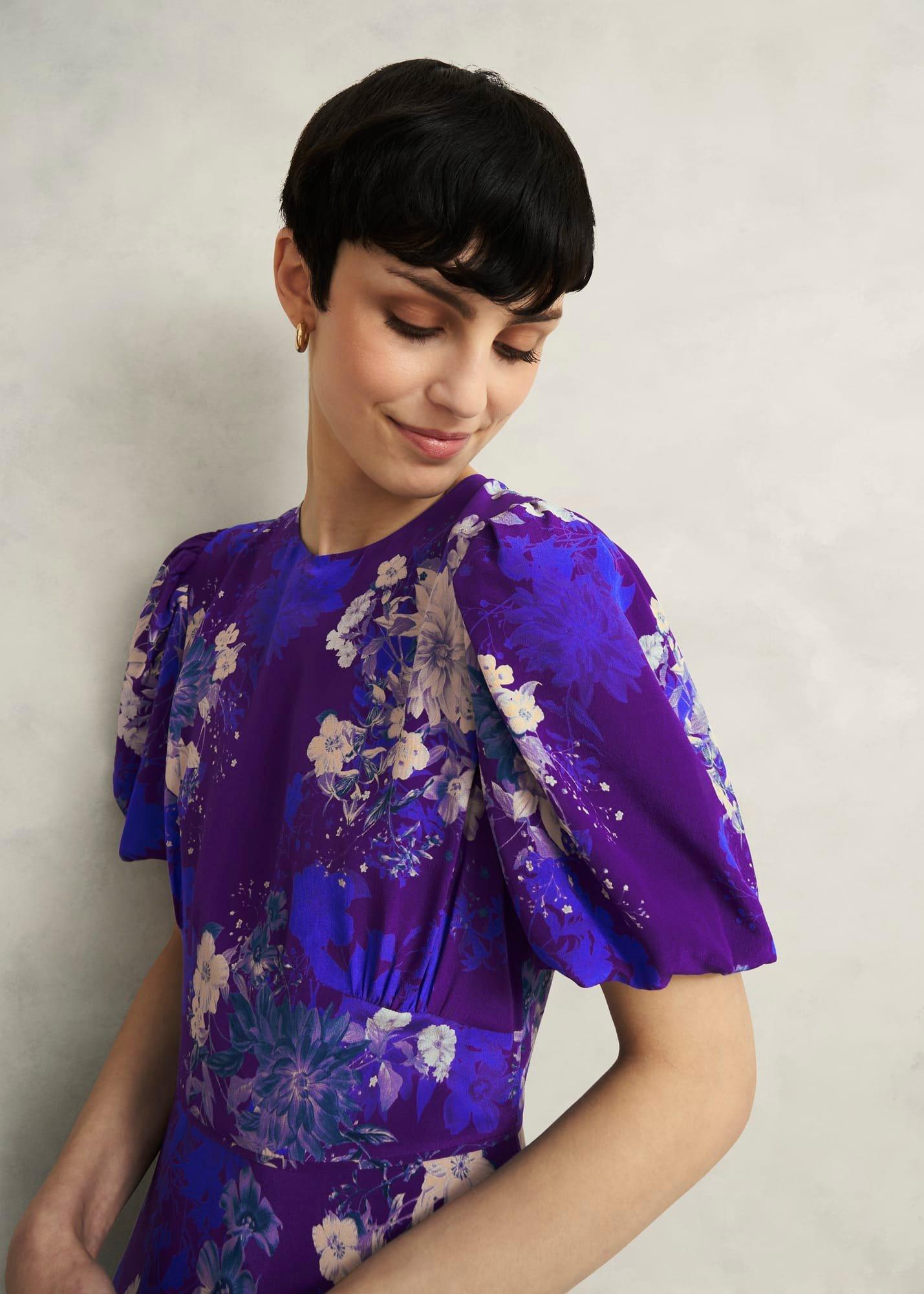 Wisley Silk Dress, Hyacinth Purple, hi-res