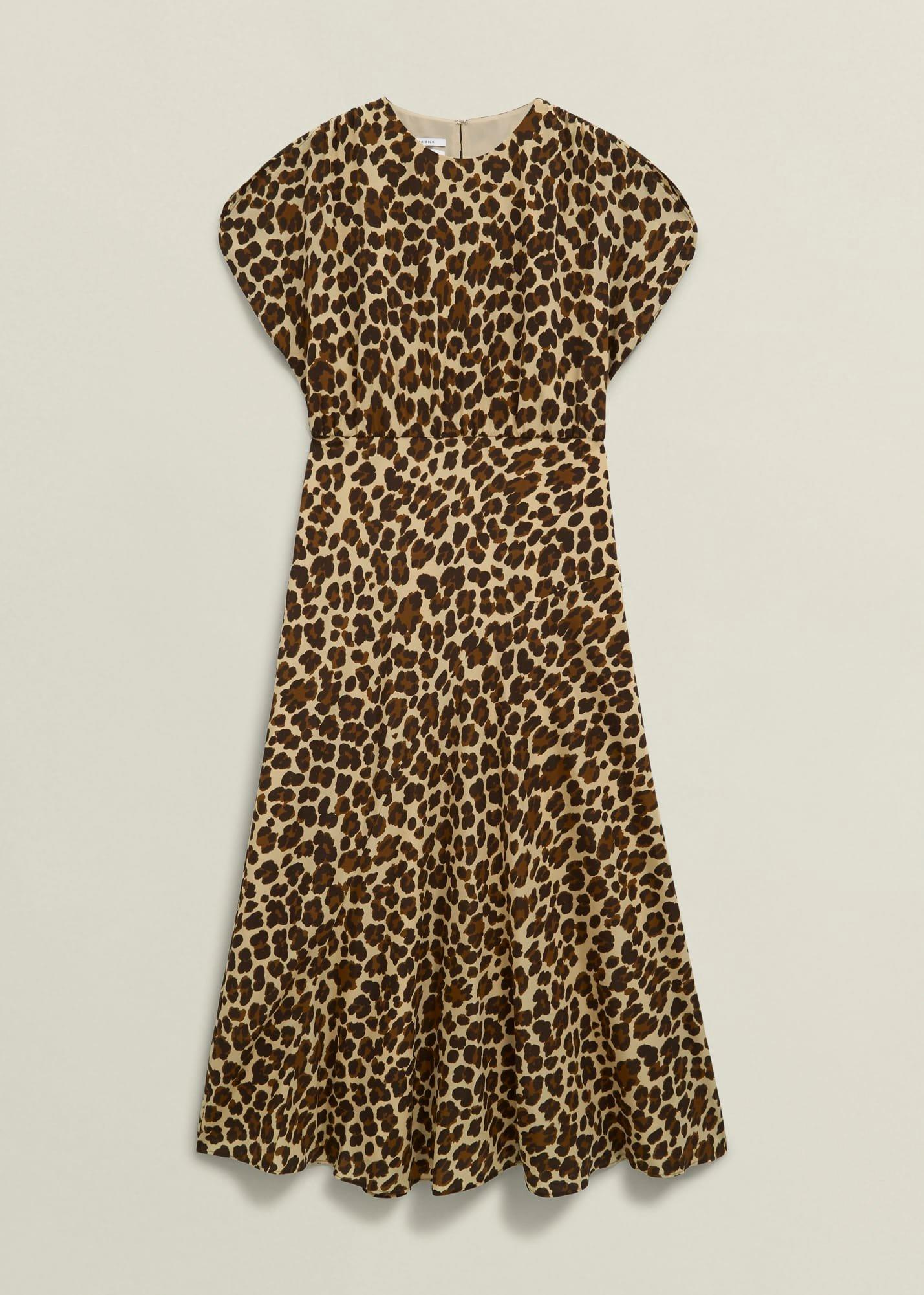 Hampton Leopard Silk Dress, Brown Multi, hi-res