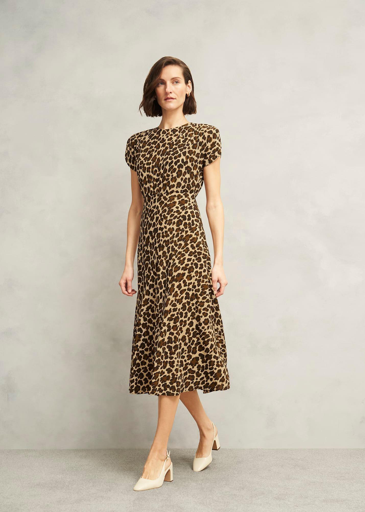 Hampton Leopard Silk Dress, Brown Multi, hi-res