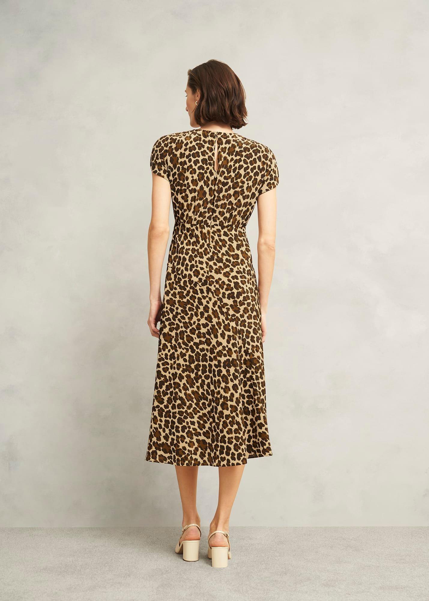 Hampton Leopard Silk Dress, Brown Multi, hi-res