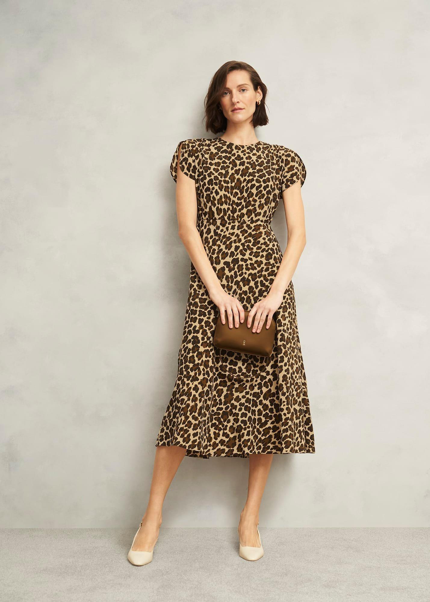 Hampton Leopard Silk Dress, Brown Multi, hi-res