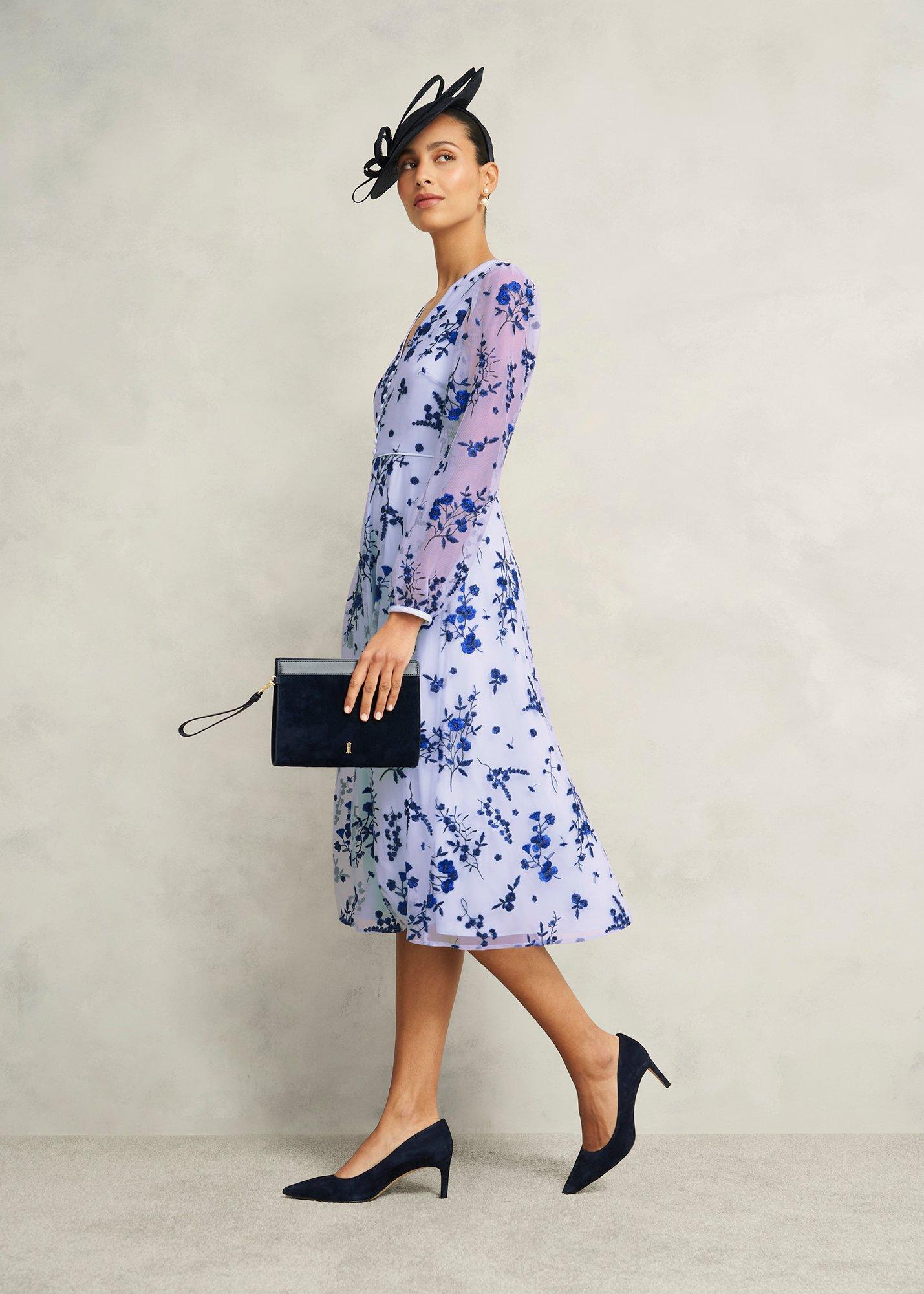 Petite Ella  Embroidered Dress, Midnight Blue, hi-res