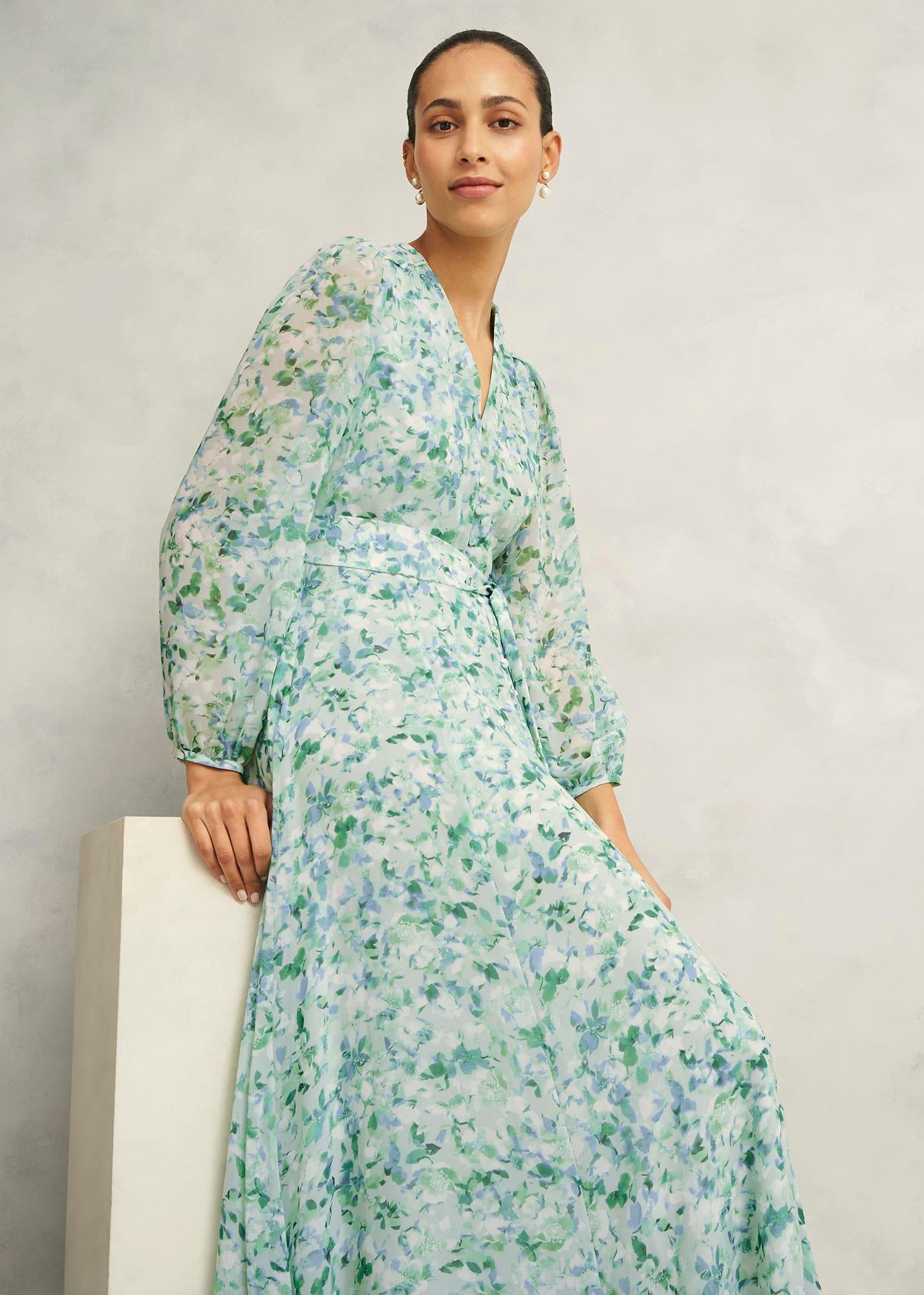 Thea Tie Belted Dress, Sage Green, hi-res