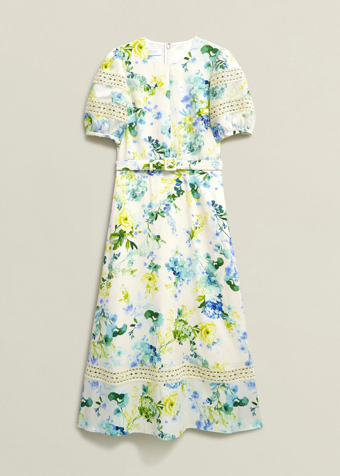 Winnie Floral Linen Dress, Ivory Multi, hi-res