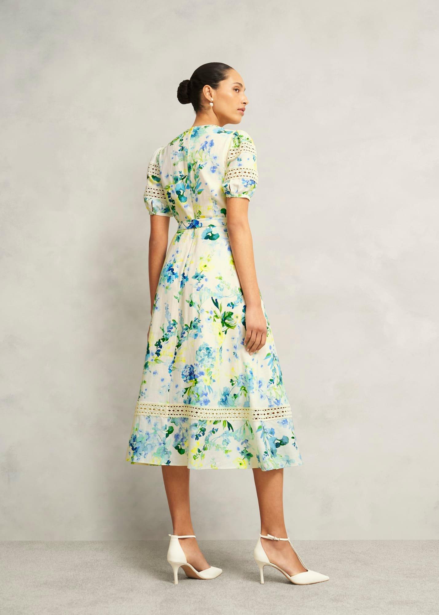Winnie Floral Linen Dress, Ivory Multi, hi-res
