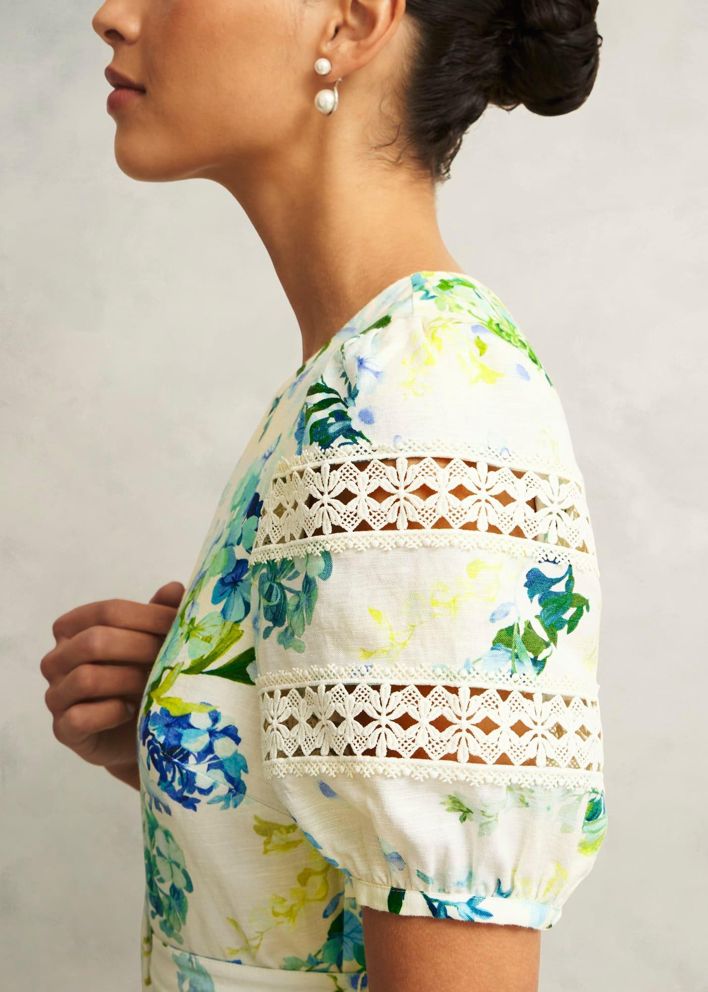 Winnie Floral Linen Dress, Ivory Multi, hi-res