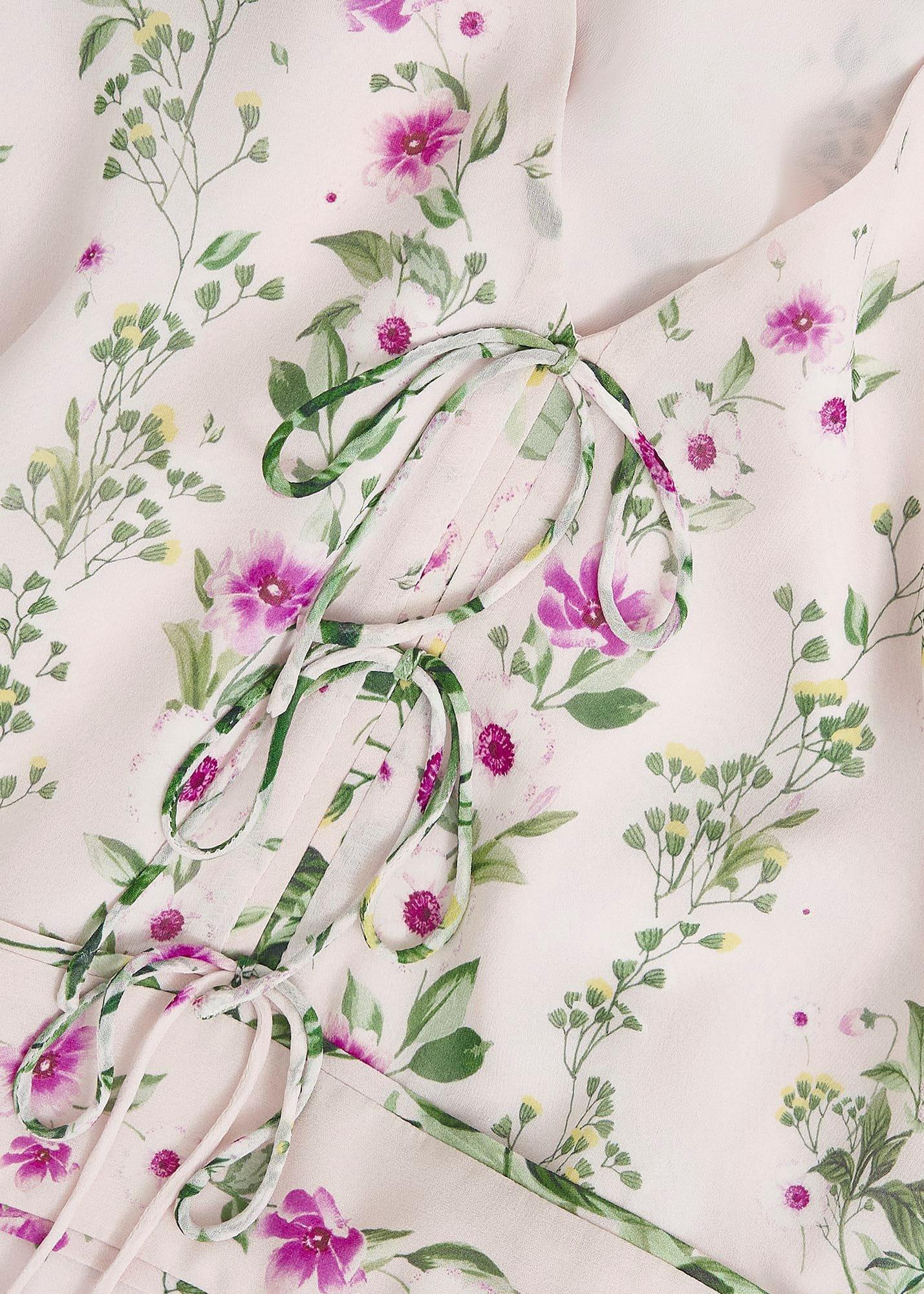 Petite Fay Silk Bow Detail Dress, Pink Multi, hi-res