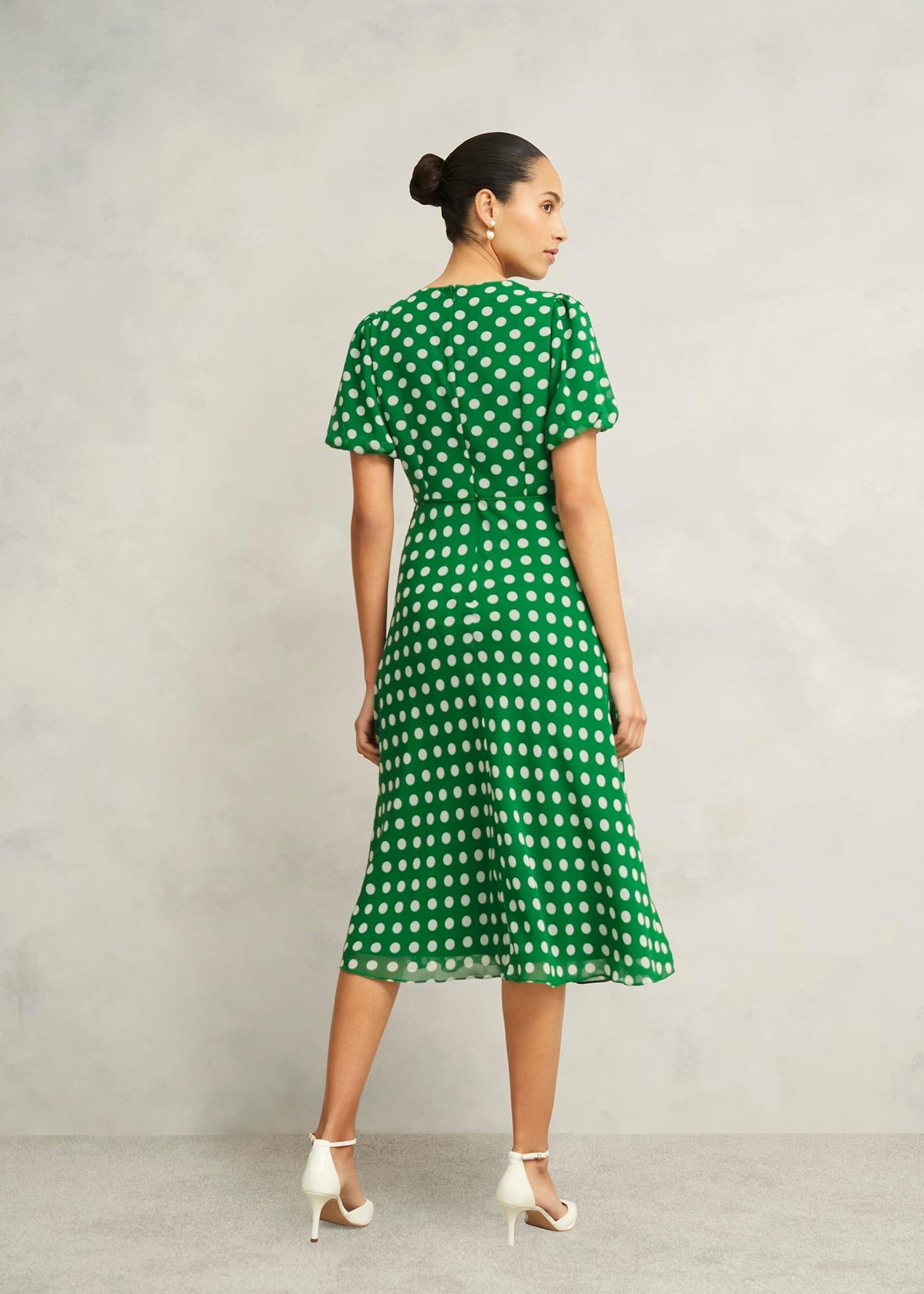 Dorothy Spot Dress, Green Ivory, hi-res