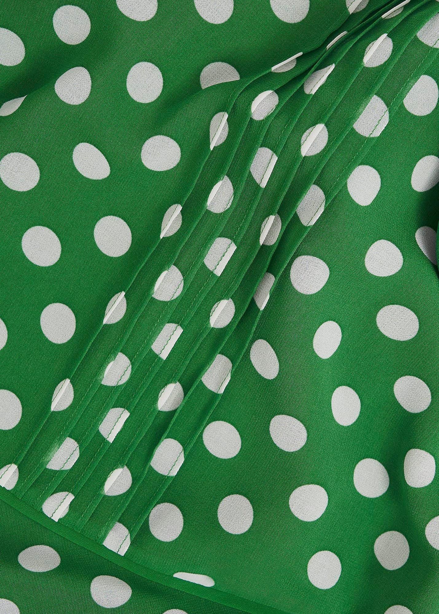 Petite Dorothy Spot Dress, Green Ivory, hi-res