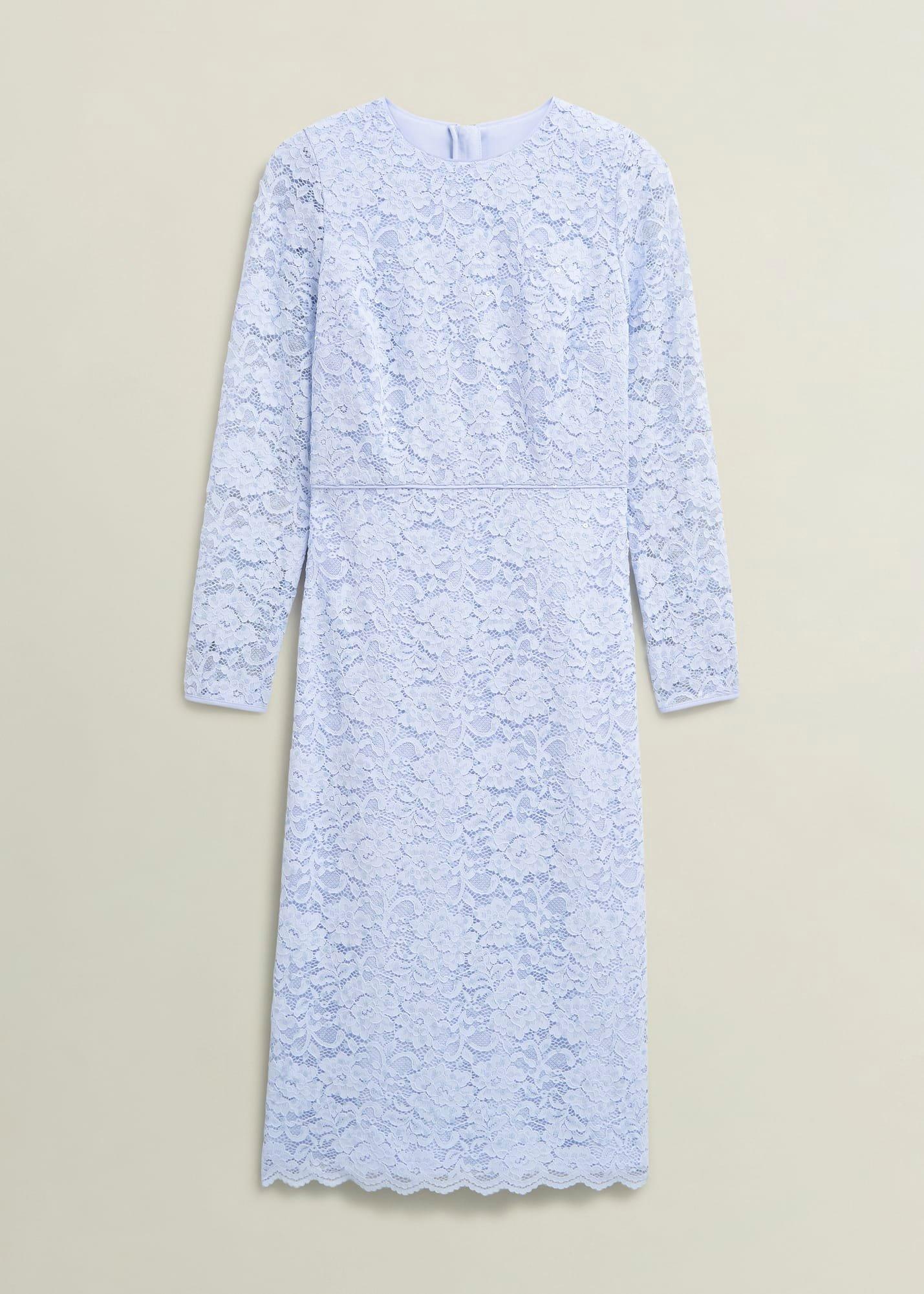 Ottilie Lace Sequin Dress, Pale Blue, hi-res