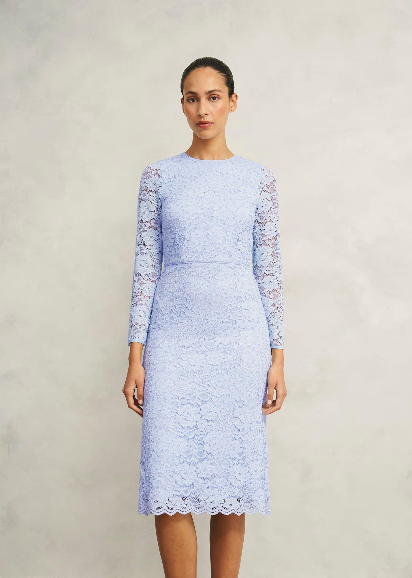 Ottilie Lace Sequin Dress, Pale Blue, hi-res