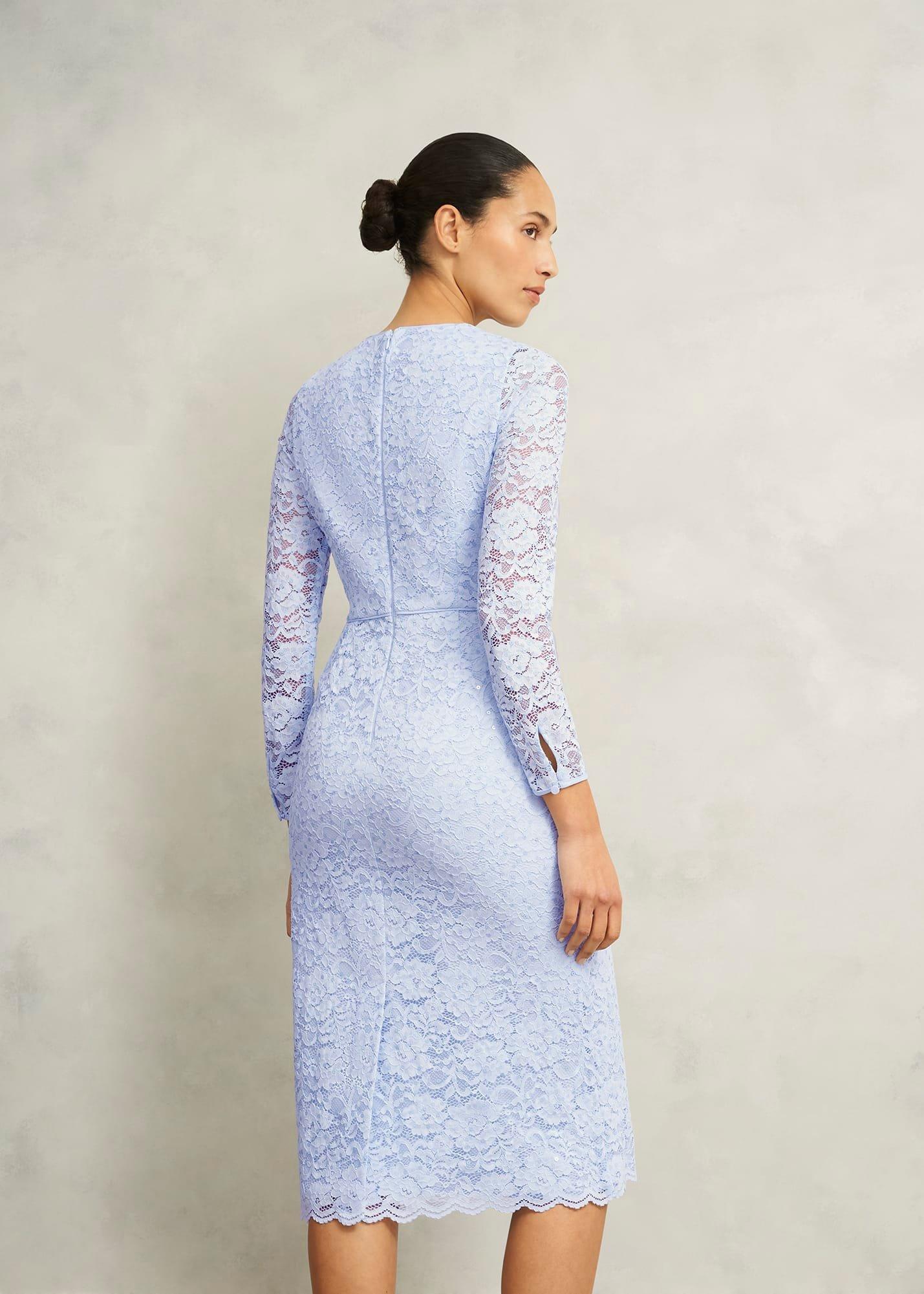 Petite Ottilie Lace Sequin Dress, Pale Blue, hi-res