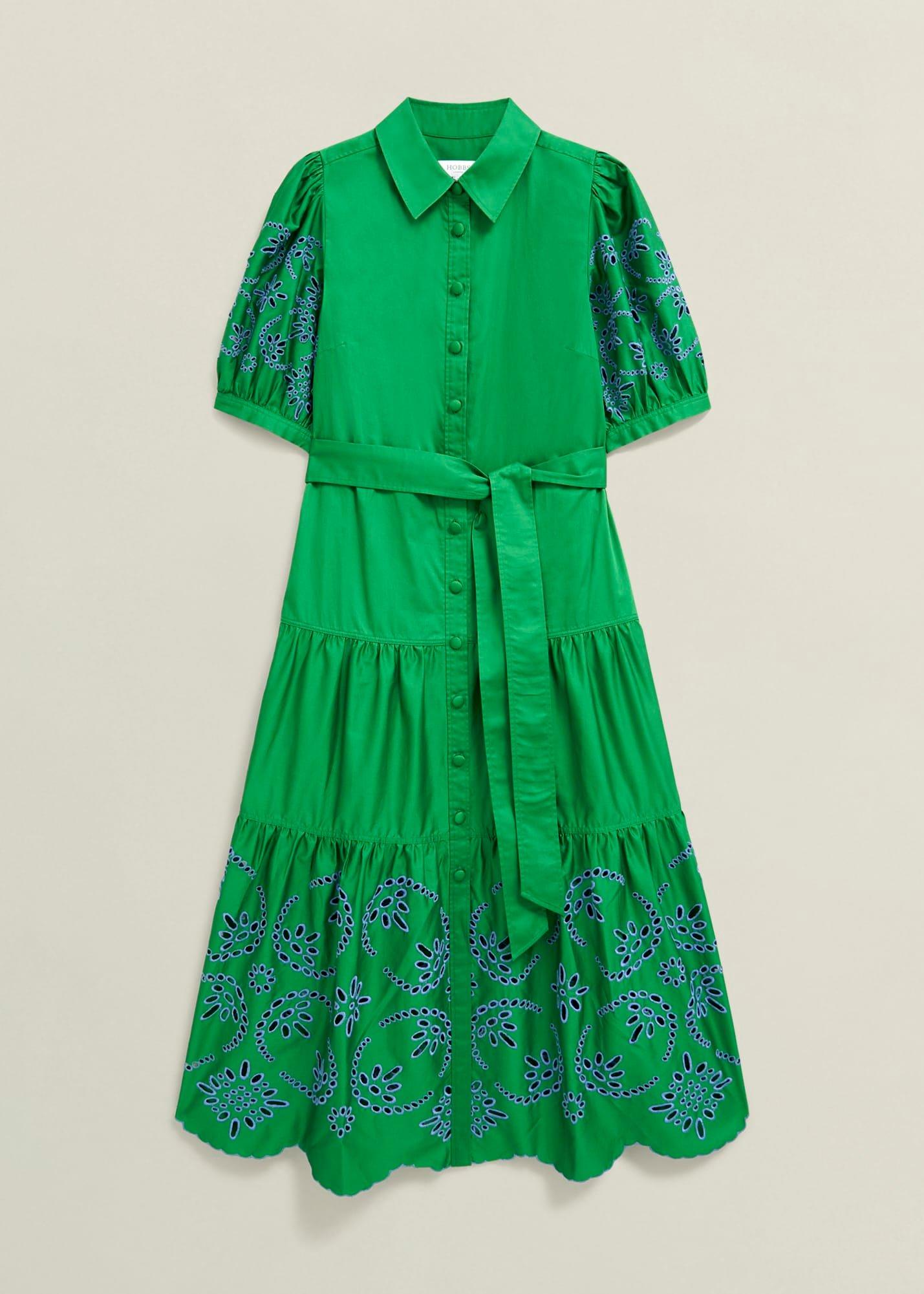 Rosette Broderie Dress, Cilantro Green, hi-res