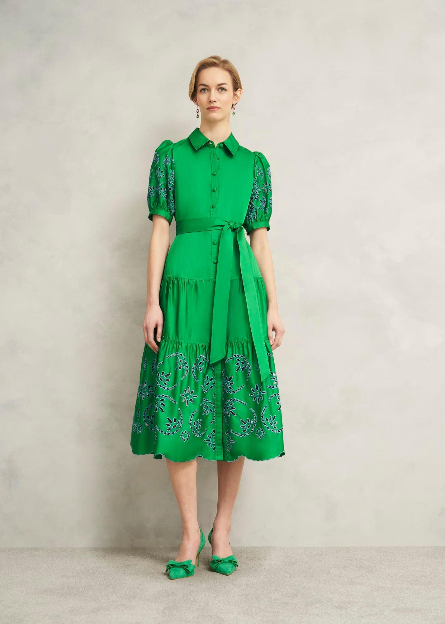 Rosette Broderie Dress, Cilantro Green, hi-res