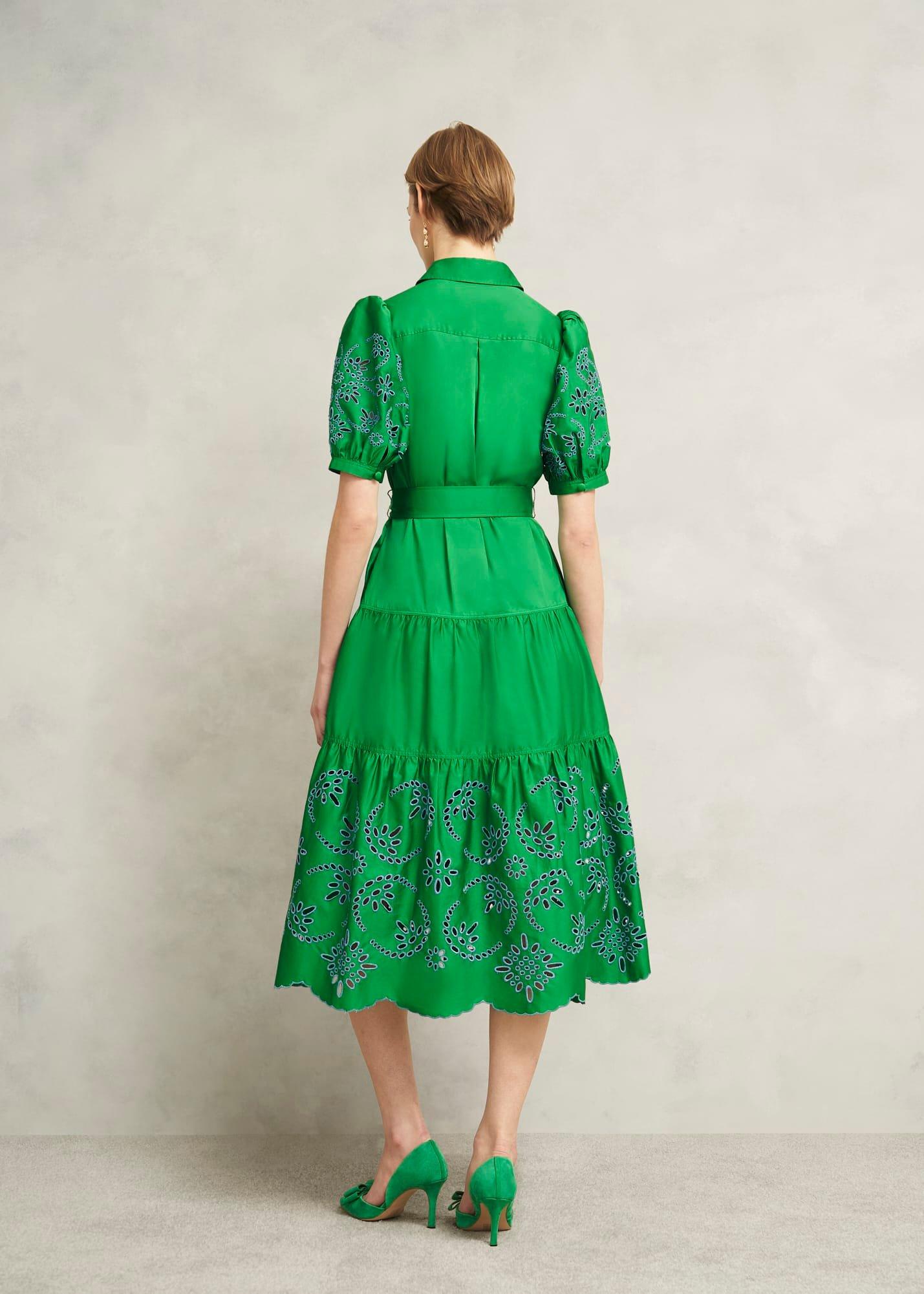 Rosette Broderie Dress, Cilantro Green, hi-res