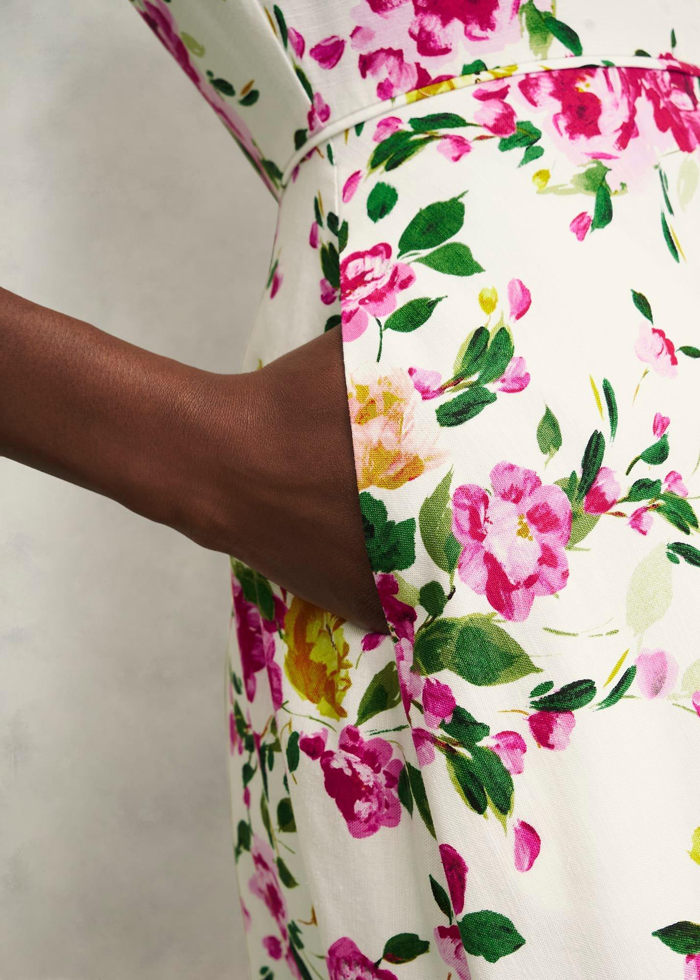 Carly Linen Dress, Ivory Multi, hi-res