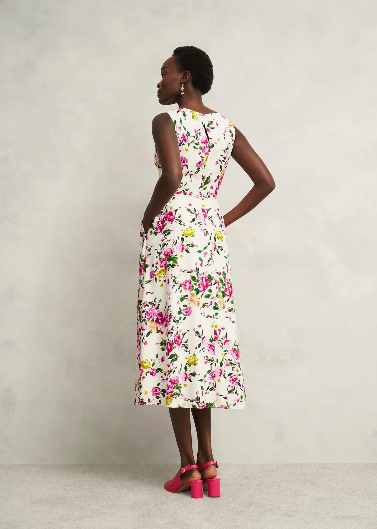 Carly Linen Dress, Ivory Multi, hi-res