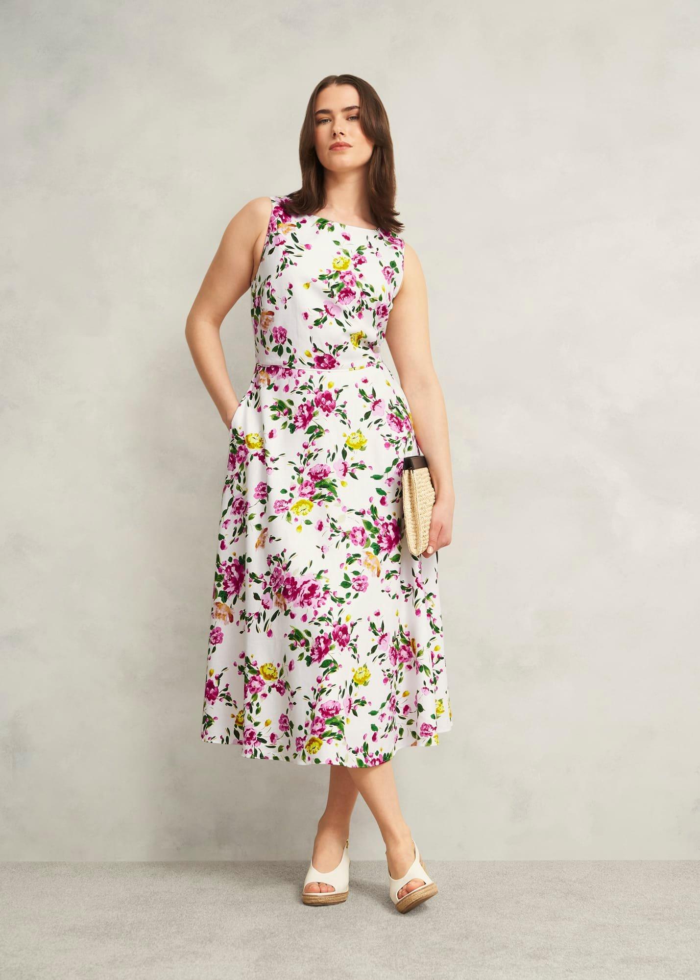 Carly Linen Dress, Ivory Multi, hi-res
