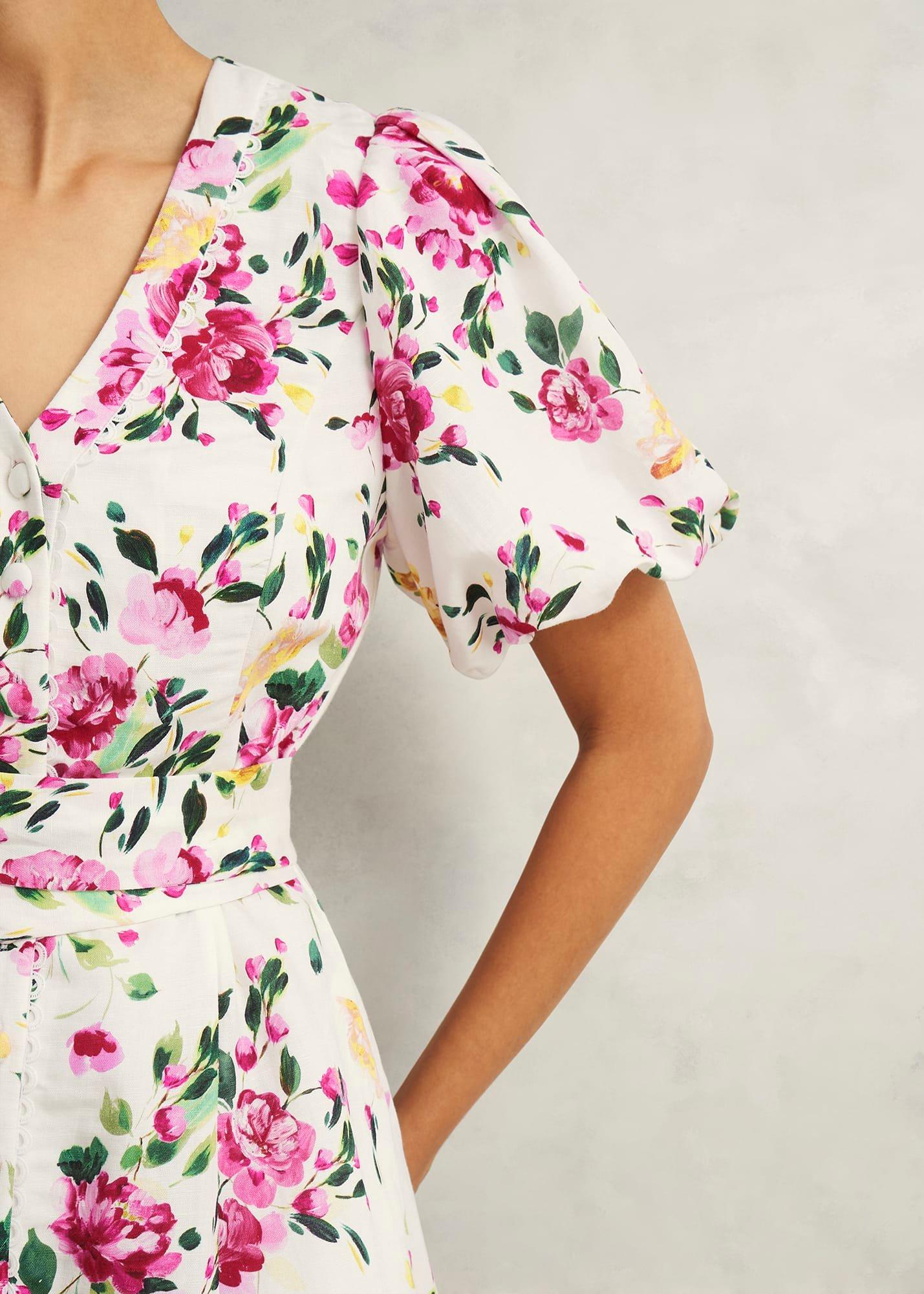 Taylor Linen Dress, Ivory Multi, hi-res