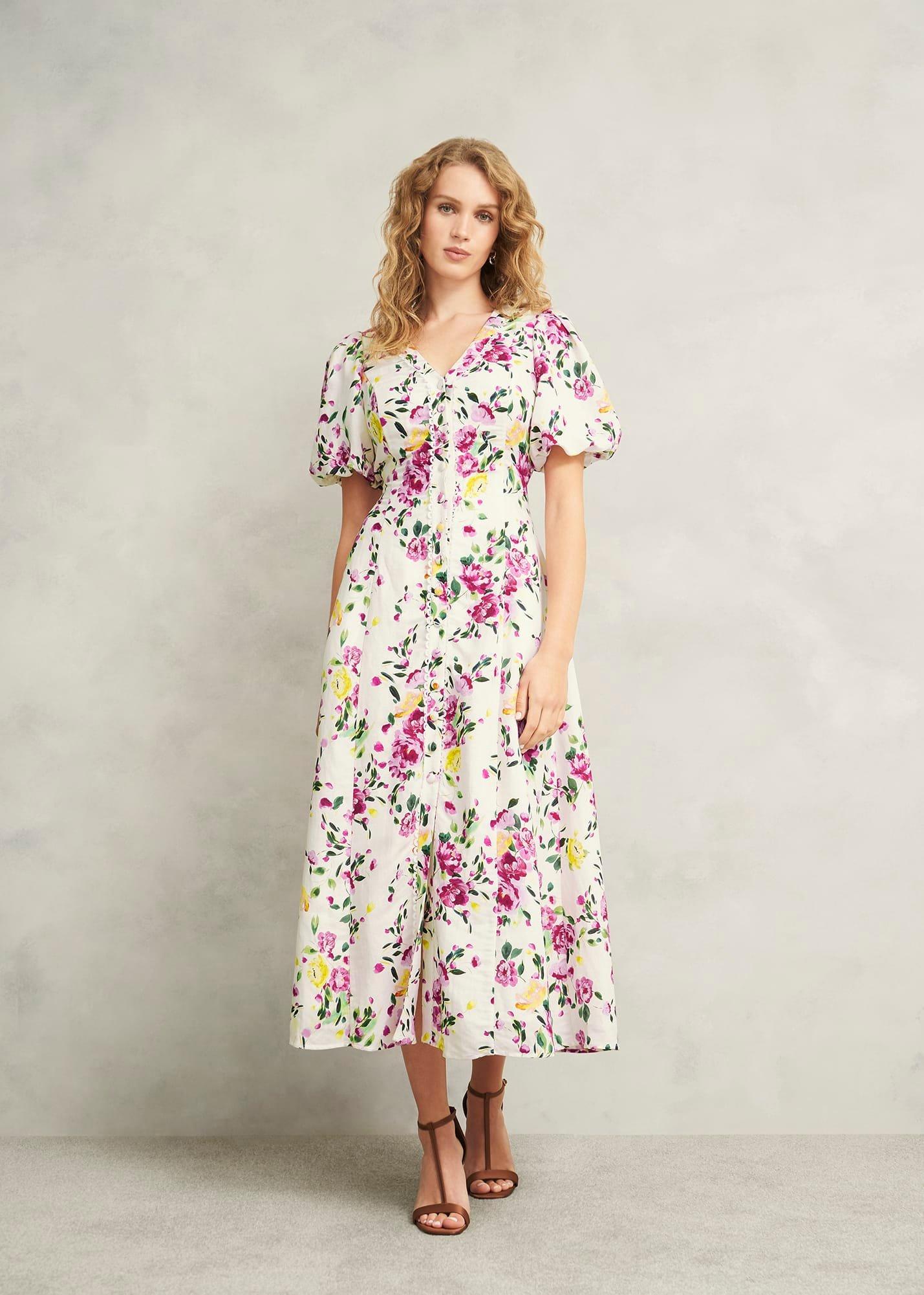 Petite Taylor Linen Dress, Ivory Multi, hi-res