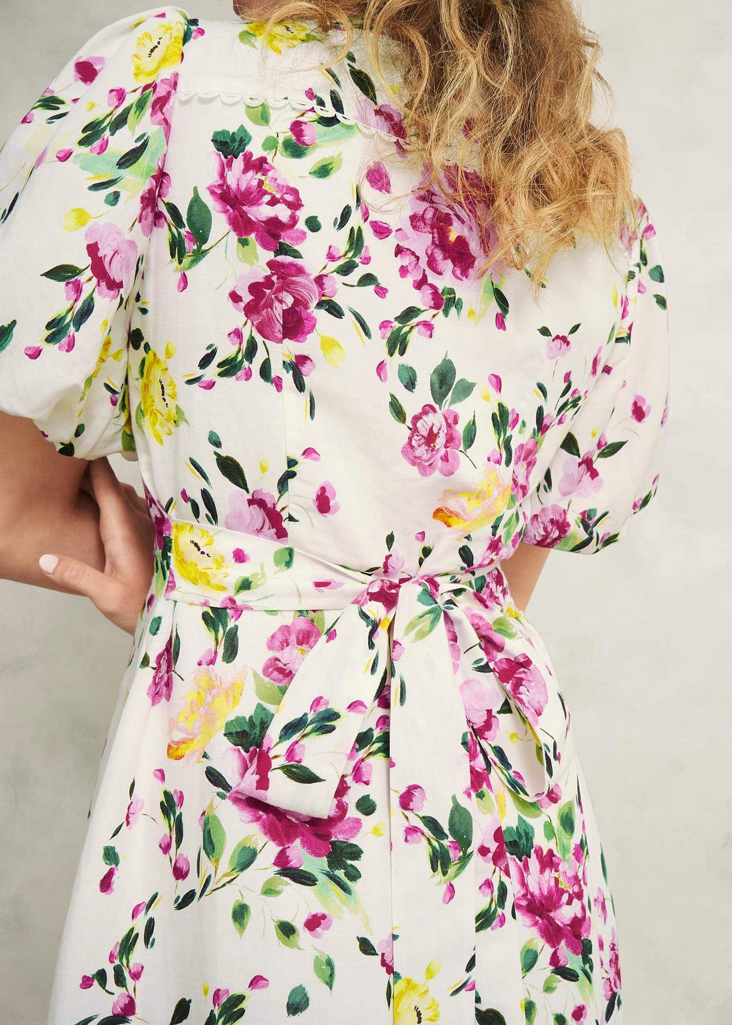 Petite Taylor Linen Dress, Ivory Multi, hi-res