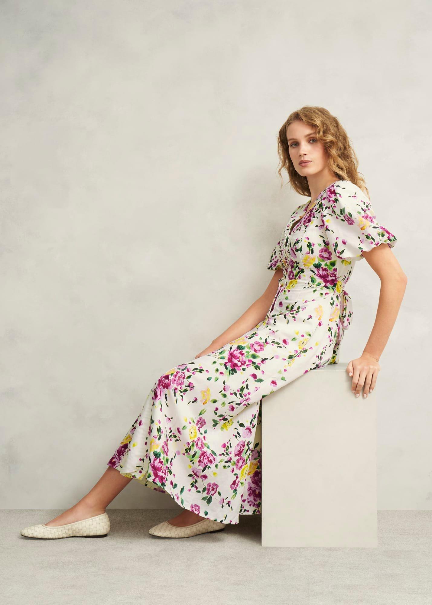 Petite Taylor Linen Dress, Ivory Multi, hi-res