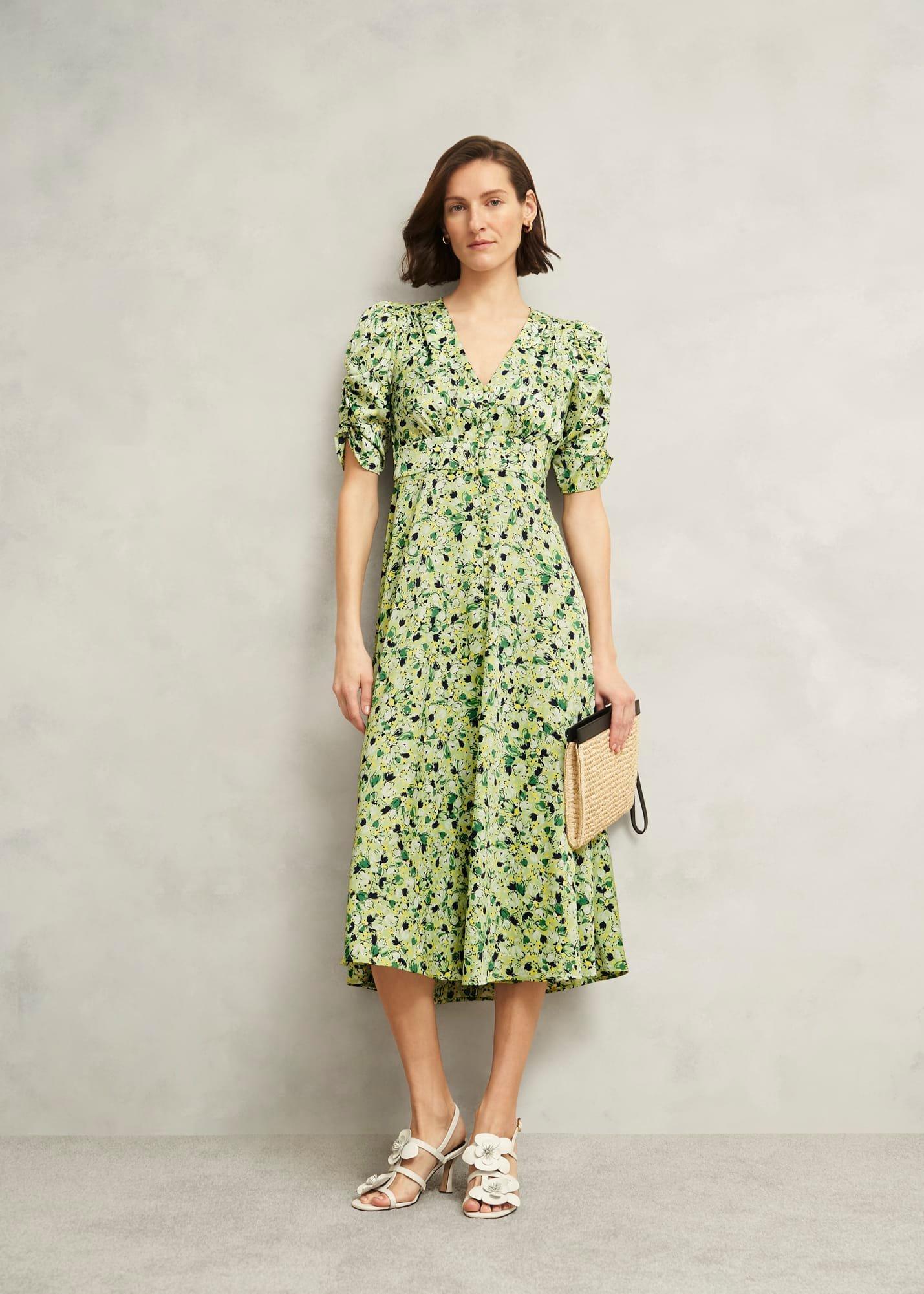 Ennerdale V Neck Midi Dress, Green Multi, hi-res